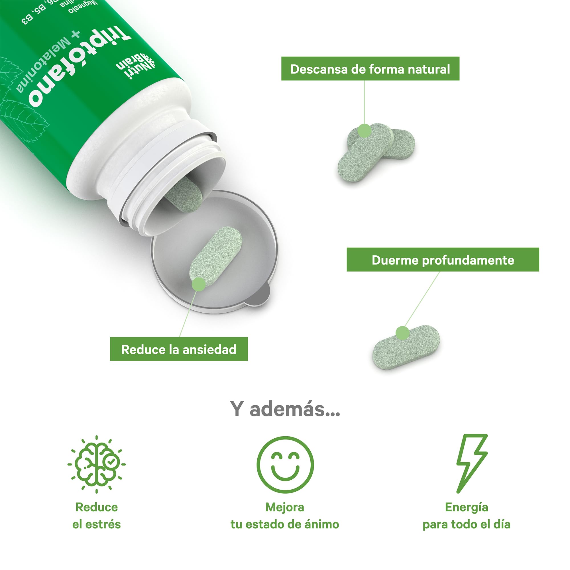 Pack Nootrópico Natural + Triptófano con Melatonina (60 + 70 cápsulas) - Energía y Descanso - Sueño Profundo y Energía para el día a día - Aumenta la Concentración y Agilidad Mental