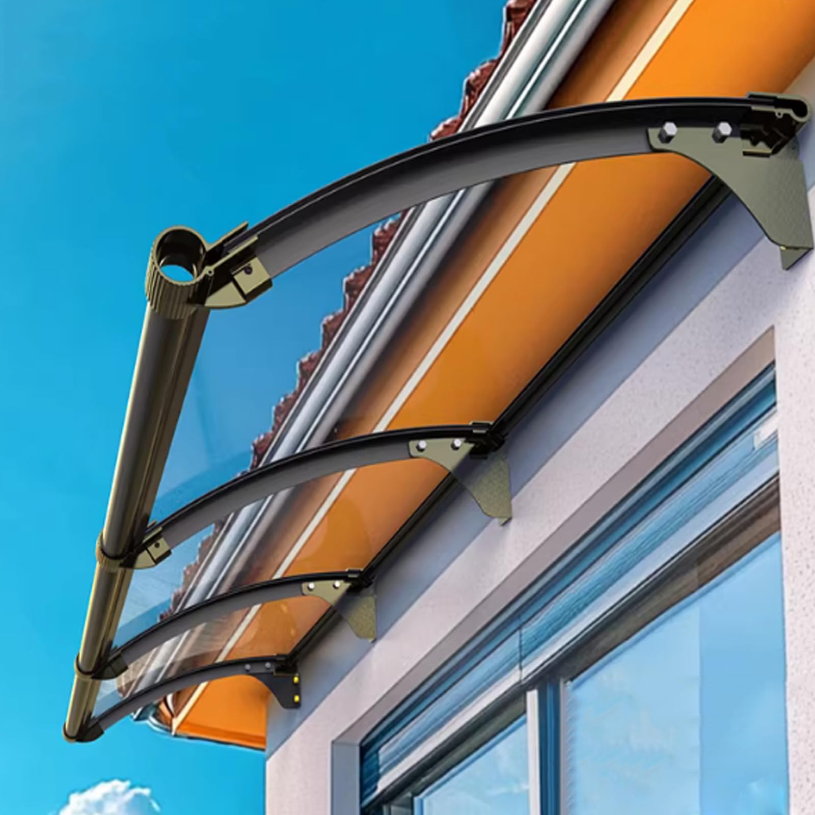 GJMSSMY Modern Door and Window Awning, Transparent Polycarbonate Canopy for Outdoor Protection Against Sun and Rain, 55x140cm (22x55) for Entryways and Patios