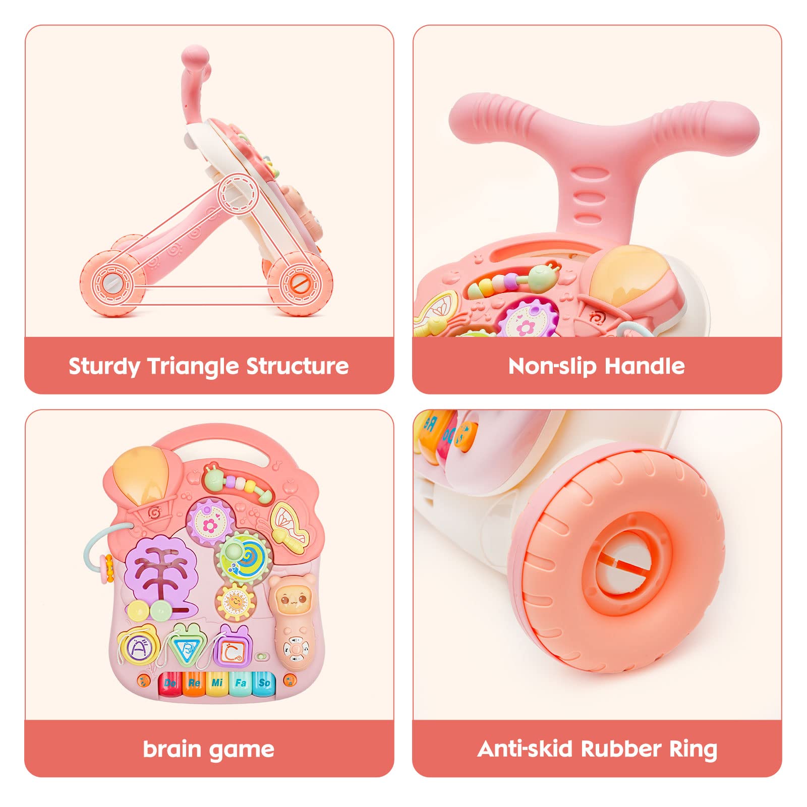 Andador Bebés, 3 en 1 Caminador Bebe de juguetes Montessori, Ruedas con velocidad regulable, Tablero de Juego Extraíble, Juguetes Educativos de 6 Meses en Adelante