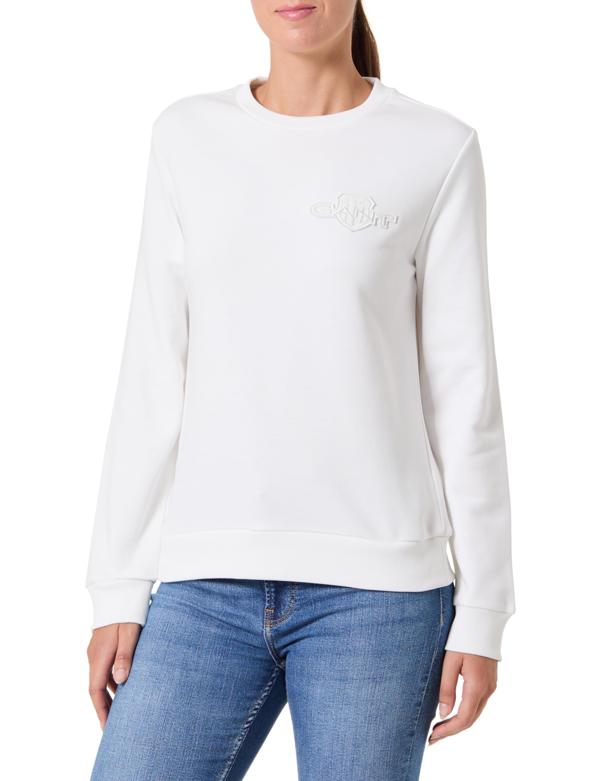 Gant Damen Reg Tonal Shield C-Neck Sweat Sweatshirt (1er Pack)