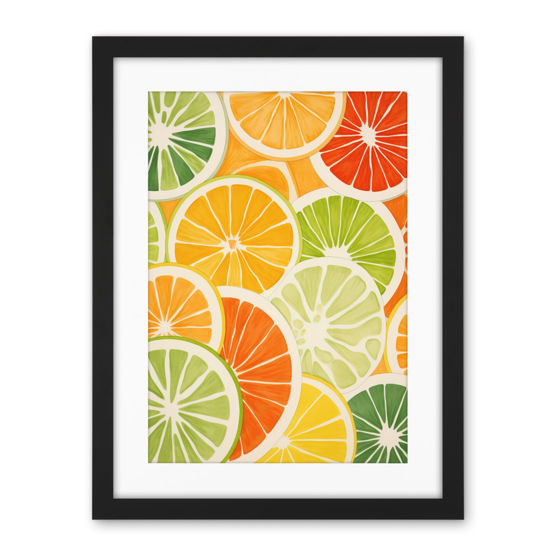 Artery8 Slices of Limes Oranges and Grapefruit Bright Watercolour Painting Kitchen Artwork Framed Wall Art Print 18X24 Inch