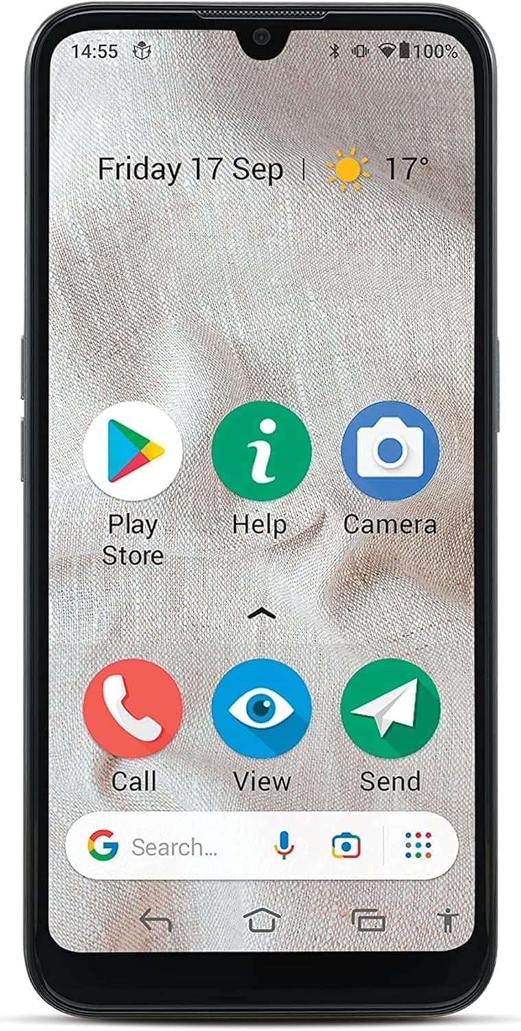 Doro 8100 4G Smartphone Senior – Telefono Cellulare – Resistente all'acqua – Tripla fotocamera – Tasto Assistenza con GPS – Display 6.1" – Riconoscimento facciale – Android 12GB (nero)