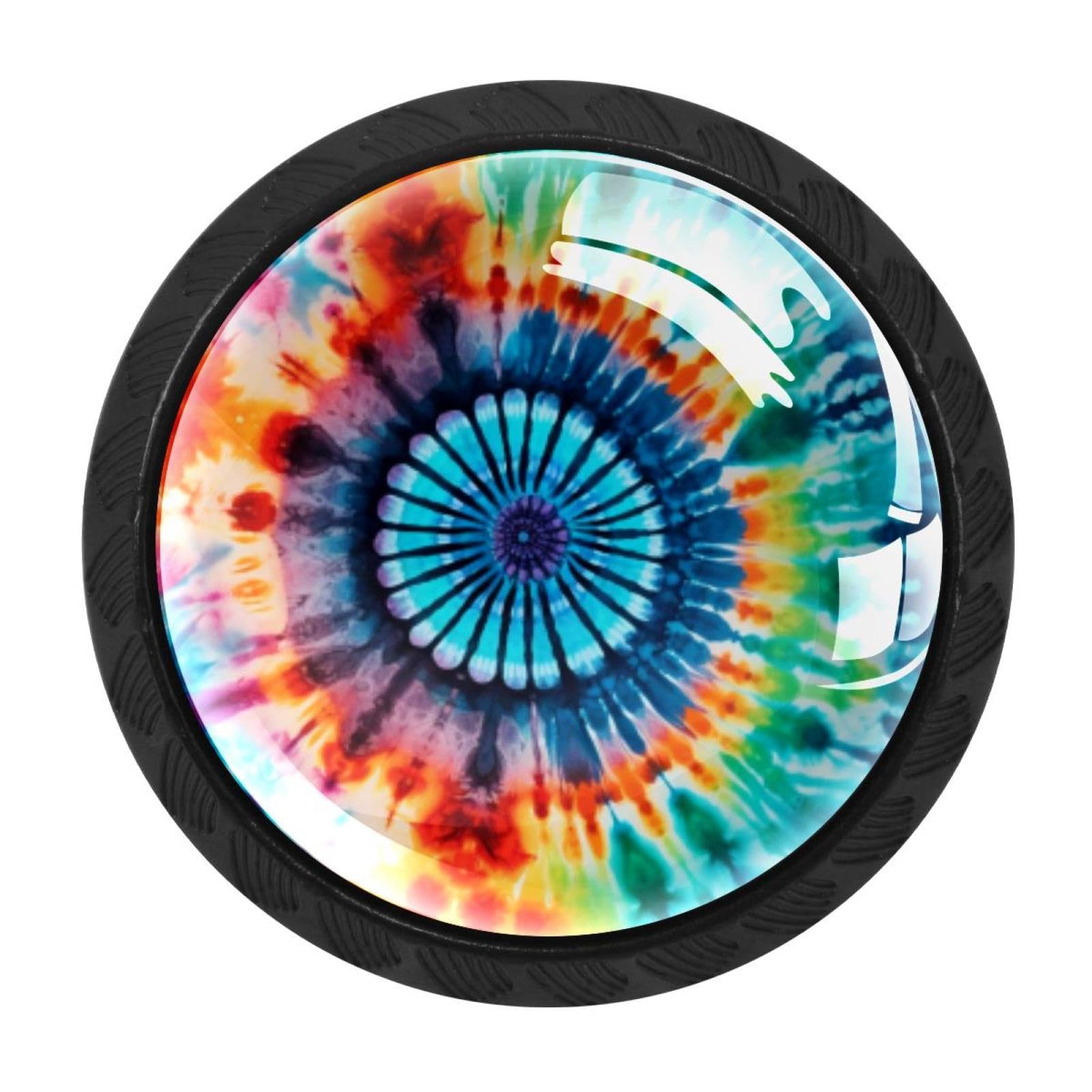 Chenzzzz Multicolored 04 4 Pieces Tie-Dye Drawer Knobs, 35Mm Black Cabinet Knobs, Drawer Pulls And Knobs, Dresser Drawer Knobs, Cabinet Hardware Kitchen Cabinet Knobs