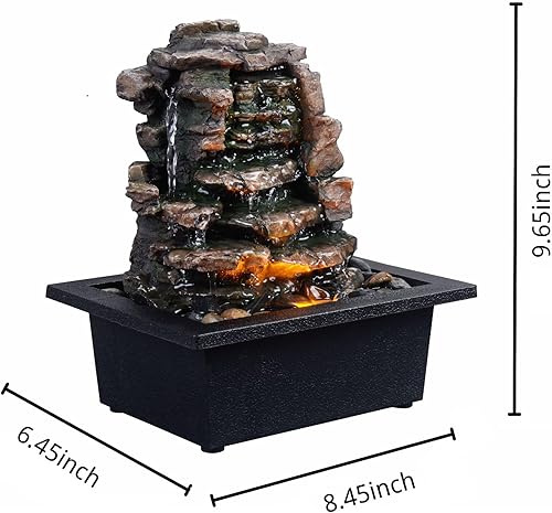 Miniatura 6 de GOSSI Decoración del hogar, fuente de meditación en cascada, mesa interior, muchas rocas naturales de río, decoradas para oficina, hogar, fuente de