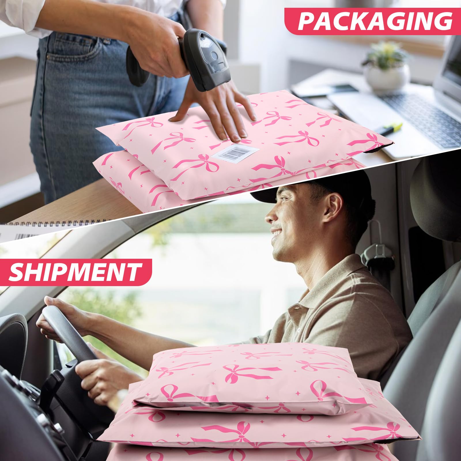Oududianzi Lot de 100 grands enveloppes d'expédition autocollantes en polyéthylène pour petites entreprises en ligne et hors ligne - 36,5 x 48,3 cm