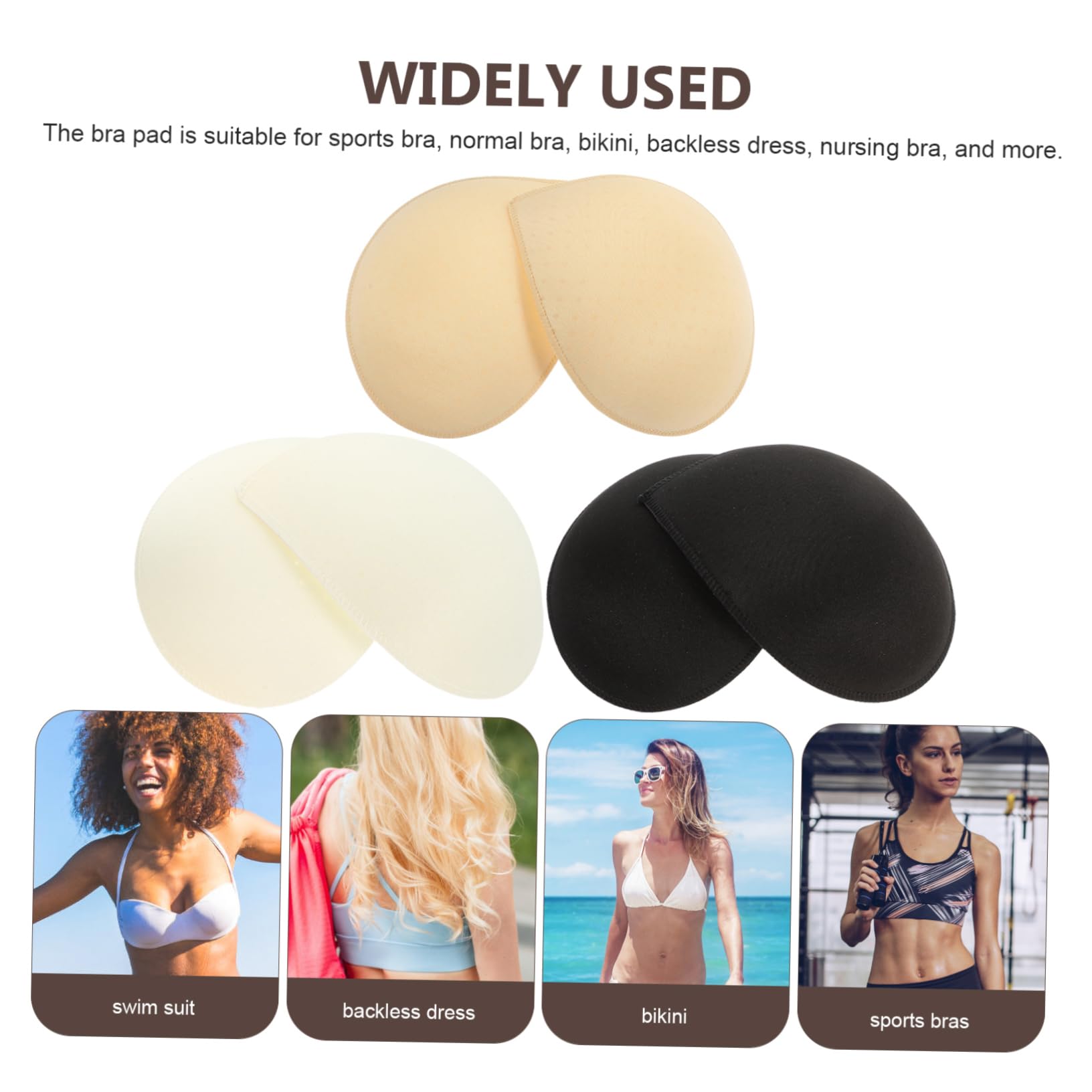 Holibanna 6pares Almohadillas Para Sujetador Deportivo Inserciones De Esponja De Almohadillas Invisibles Para Traje De Baño y Yoga