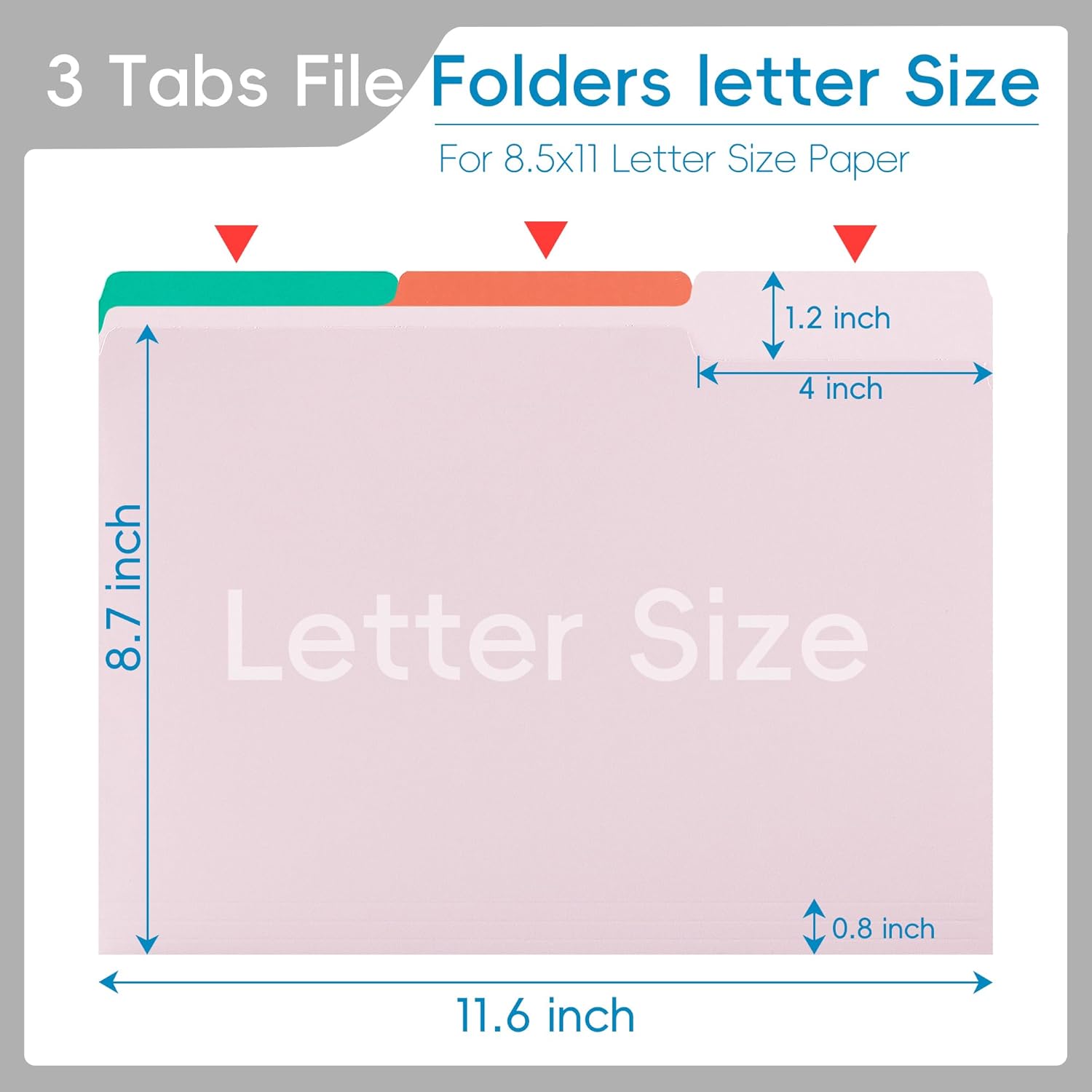 100 Packs Colored File Folders,1/3 Cut Tabs File Folder,Cherry Pink File Folders,Manila File Folders,Two-Tone File Folder for Office School Business