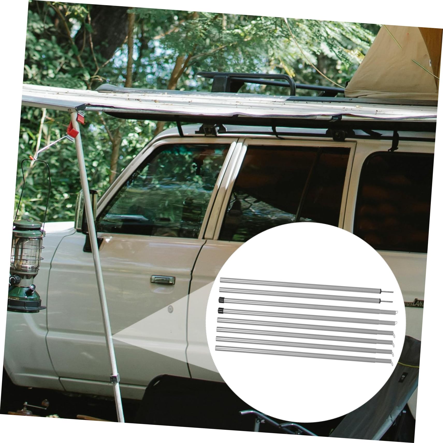 Support de Tente Accessoires de Camping Portable télescopique tiges pôle Ajustable Poteau de Remplacement de Tente piquets de Tente Solides Tige de Tente Le Fer Black