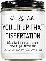 Younift Funny PhD Graduation Candle - 'Smells Like You Lit Up That Dissertation' 9oz Soy Wax Jar, Lavender Vanilla for Her Him Doctoral Grads
