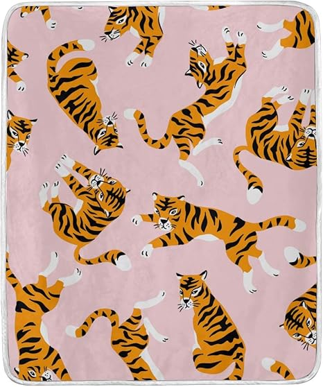 Amazon Sukau ひざ掛け ブランケット 虎柄 動物 大判 マイクロファイバー おしゃれ ふわふわ 薄手 毛布 ２枚合わせ 軽い 暖かい 発熱 保温 洗える 130ｘ150 ひざ掛け ハーフケット オンライン通販