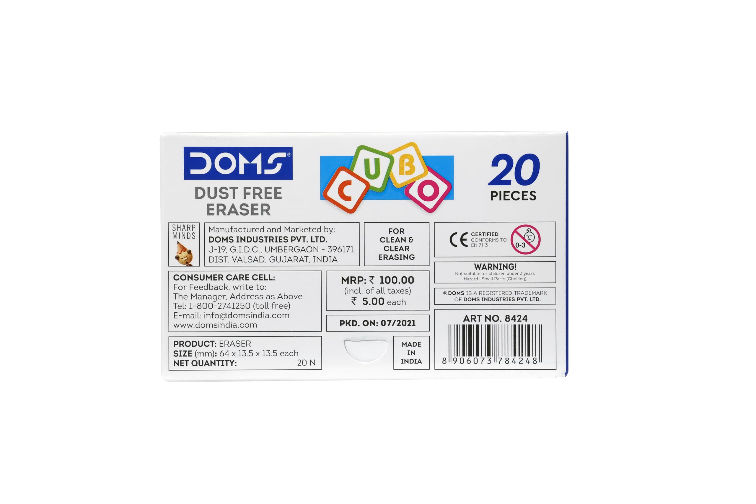 Doms Cube Erasers - Dust-Free & Colorful (20 Pack) -4