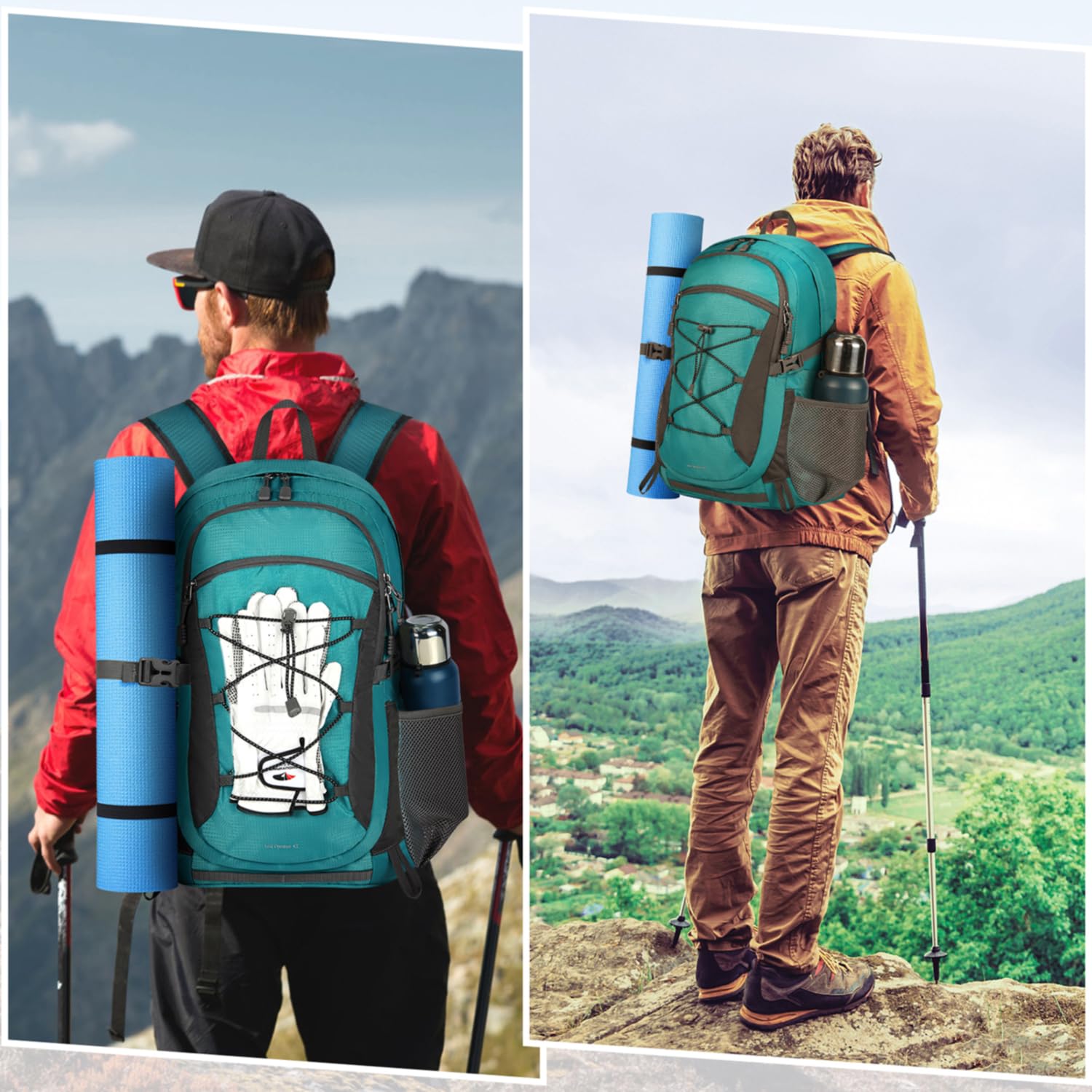 RAINSMORE Zaino Trekking 40 Litri Grande Pieghevole, Montagna Impermeabile per Uomo/Donna, Da Viaggio Leggero Traspirante, Escursionismo per Alpinismo Equitazione e Campeggio