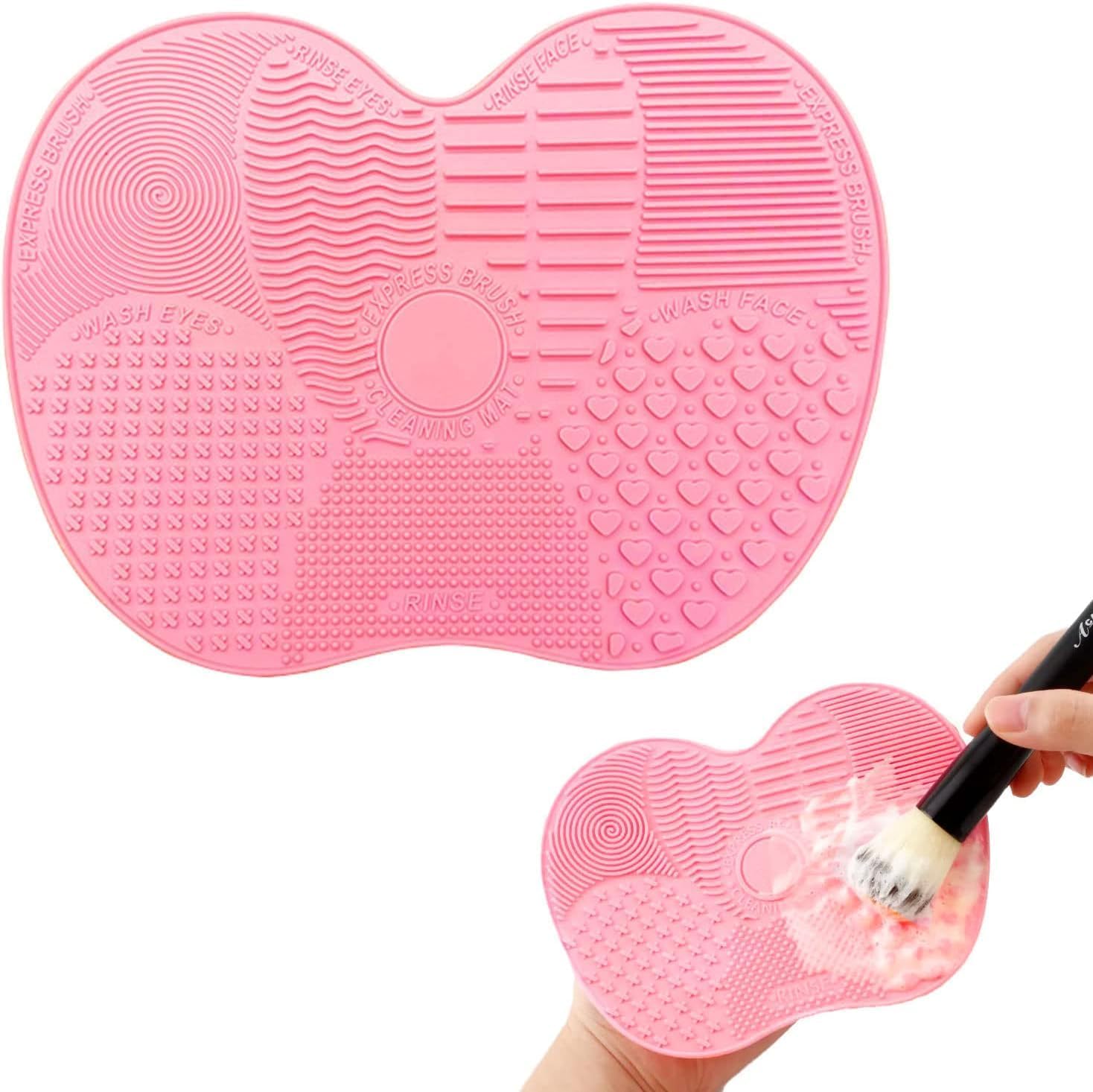 PREPSTO Silicone Makeup Brush Cleaning Mat, Makeup Brush Cleaner, Cosmetic Spa Brush Cleaning Mat Portable Washing Tool Scrubber with Suction Cup pink-picture-46