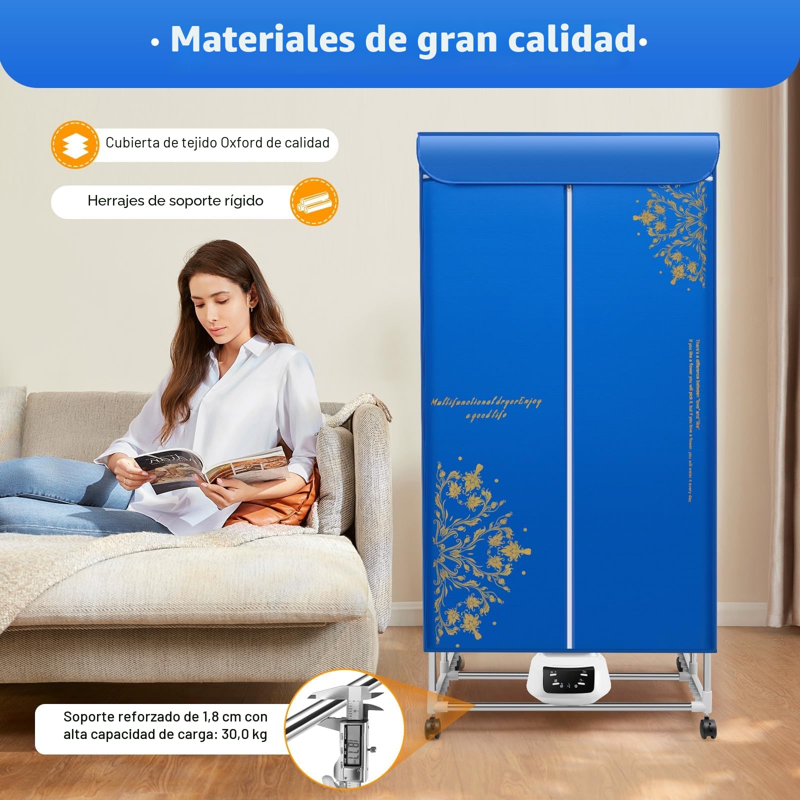 Secadora de ropa eléctrica, secadora plegable de 3 velocidades con mando a distancia, estante de secadora,0-240 minutos función de temporización, gran capacidad, diseño de doble capa, para casas