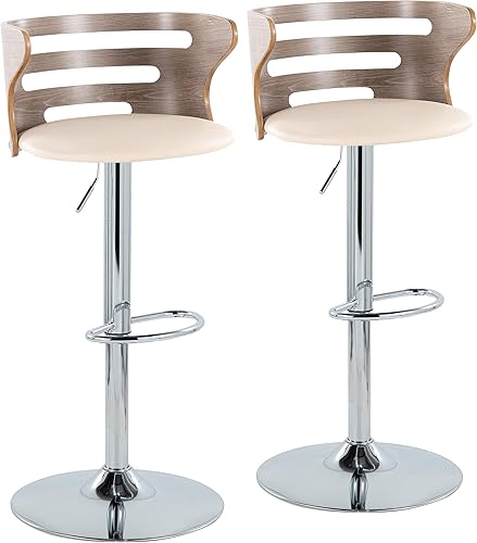 Grandview Gallery COSI Taburete de bar ajustable, taburetes de bar cromados, sillas de bar, taburetes de bar giratorios, taburetes de bar, juego de 2