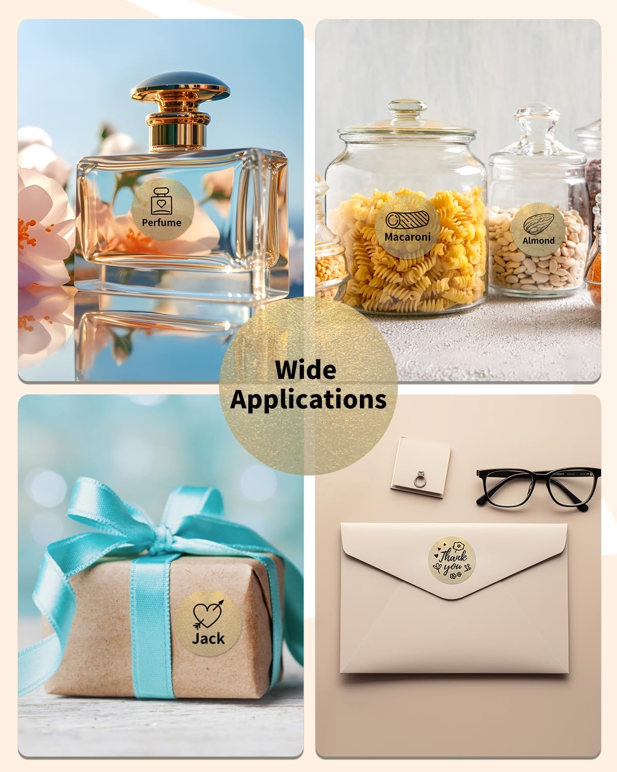 Phomemo Labels-Gold Sticker Circle Thermal Label Compatible with M110/M220/M100/M150/M250/M120/M200/M221 Label Maker, Black on Golden, 1.96"x1.96"(50x50mm) - Image 5