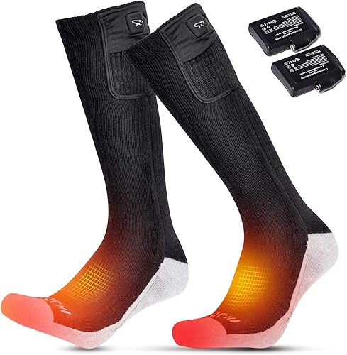 BARCHI HEAT Calcetines calentados con batería, calcetines de invierno cálidos recargables para hombres y mujeres, calentadores de pies para