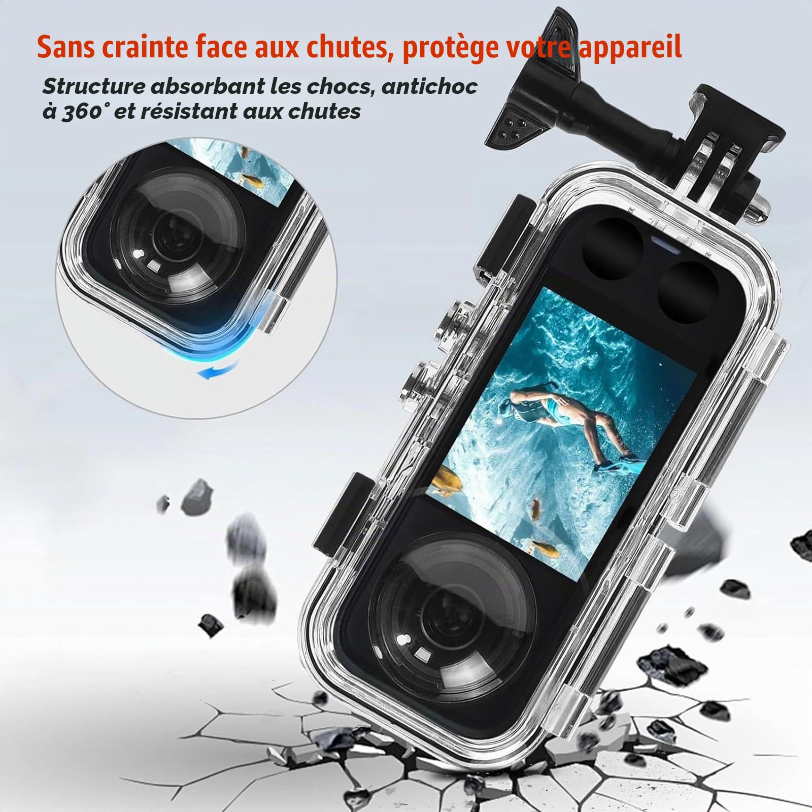 X5 Boîtier de plongée furtif universel Pro pour Insta360 X5 : 60 m IPX8 étanche, anti-vignettage à 360° et protection extrême contre les chocs