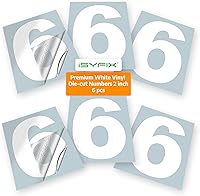 Vista 14 de iSYFIX - Calcomanías de vinilo blancas con número 0 (cero) - Juego de 6 unidades de 1.5 pulgadas autoadhesivas - Decalcomanías premium troqueladas