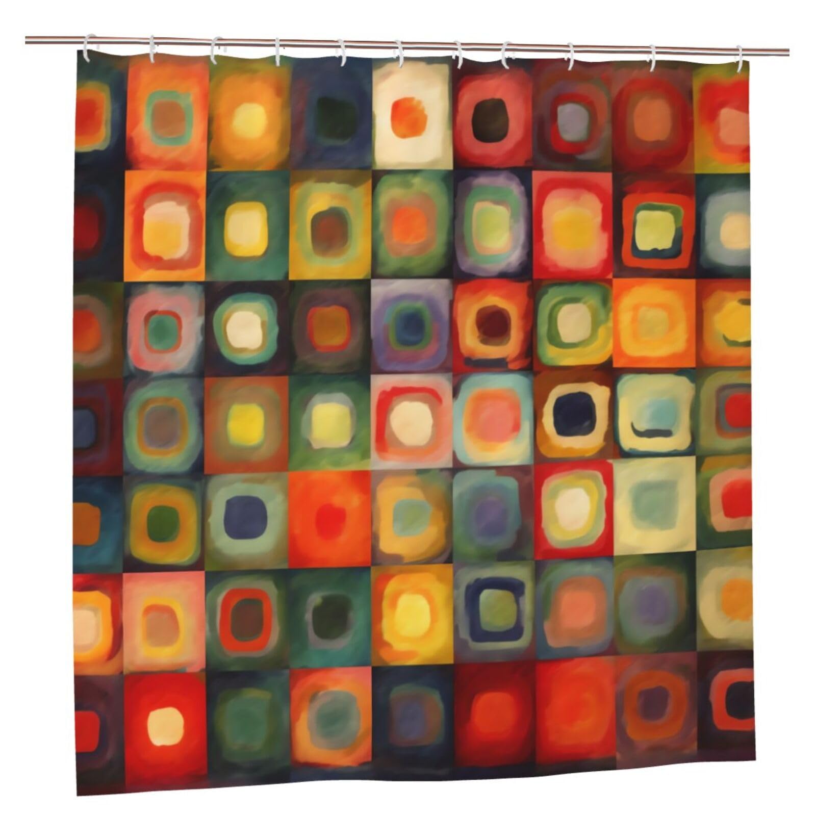 Rideau de douche imperméable et lavable en machine avec motif art abstrait