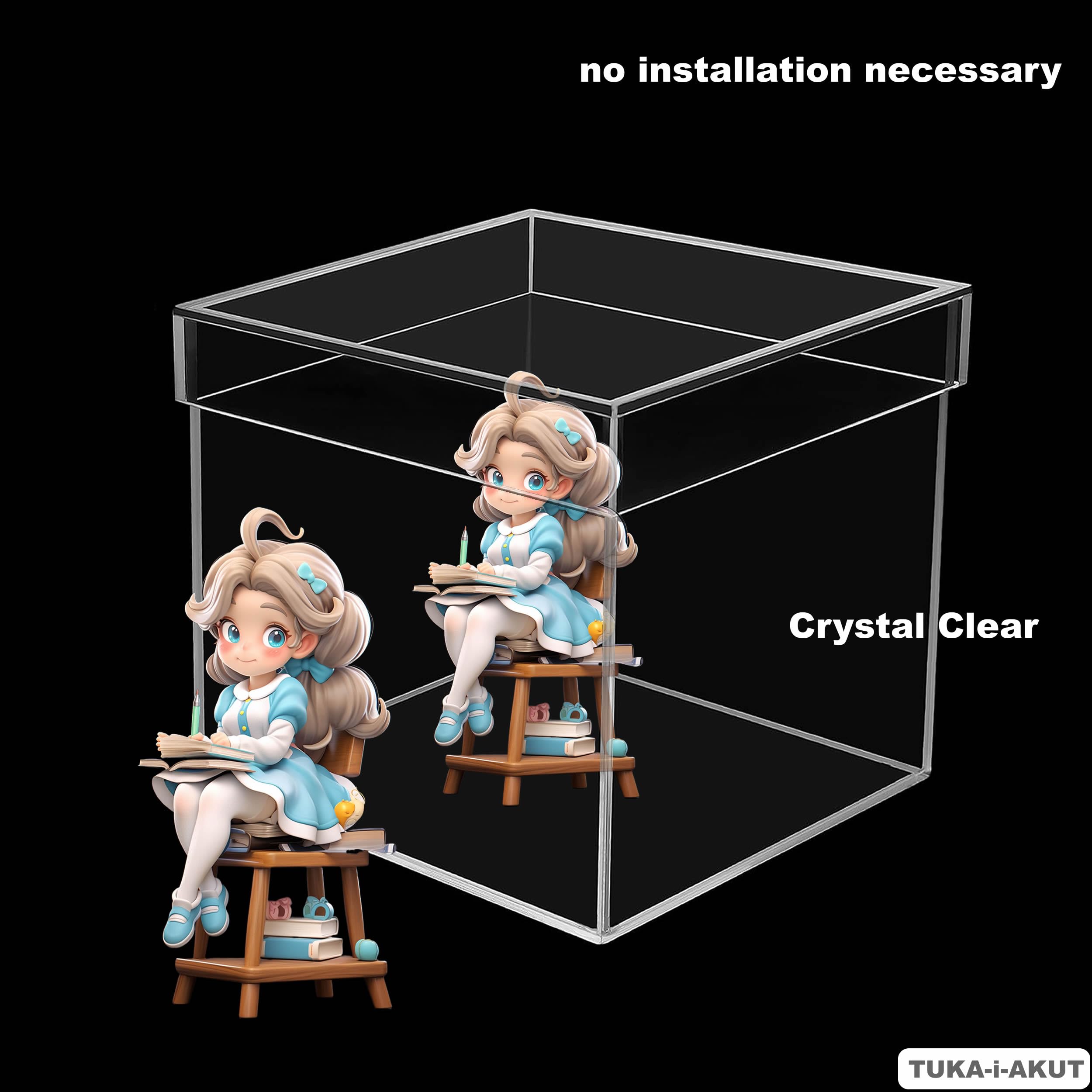 TUKA-i-AKUT 20x20x20 cm Vitrine Acrylique de Présentoir Forme de Cube, 5 faces avec Couvercle, Transparent Boîte Cadeau, Boîte Rangement Collections Musées Bijoux Jouets Décorations Cadeaux, TKD8254