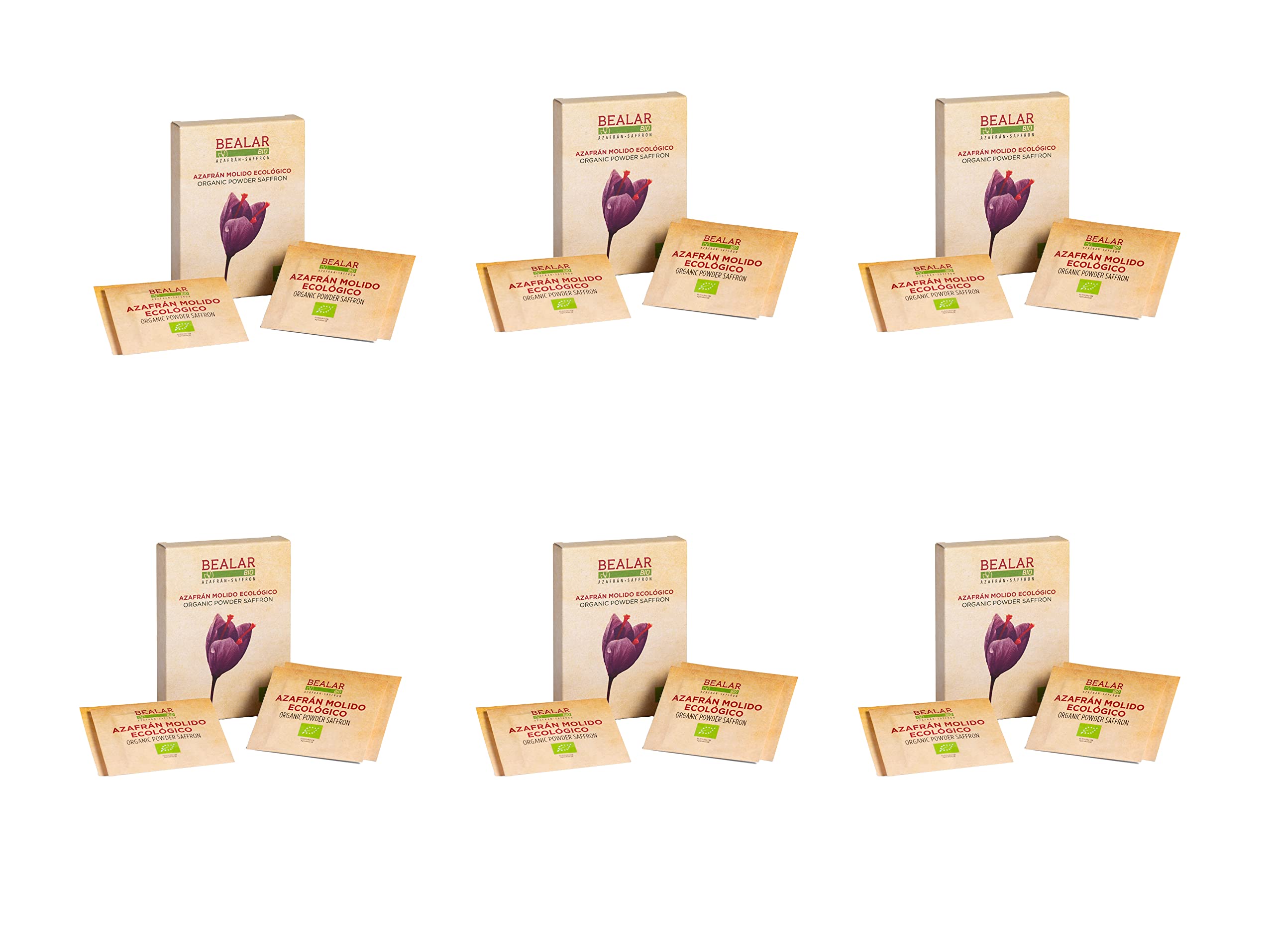 Pack 6 cajas de Azafrán ecológico Bealar Bio 4 sobres 100mg