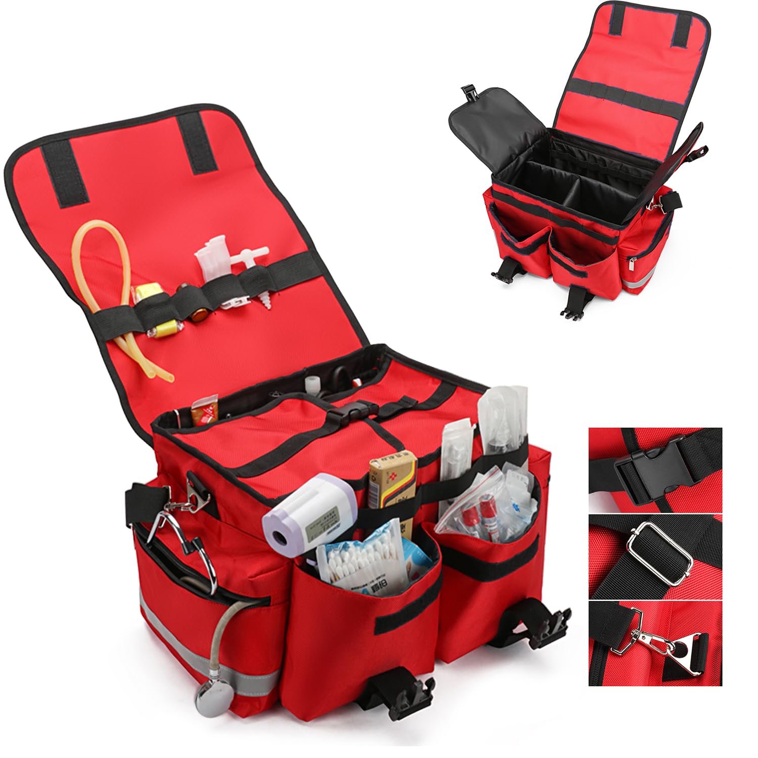 Be-Better Bolsa vacía profesional de primeros auxilios, 12 x 17 x 11 pulgadas, transportador de primeros auxilios EMT para paramédicos y kit de suministros médicos de emergencia, ligera y duradera