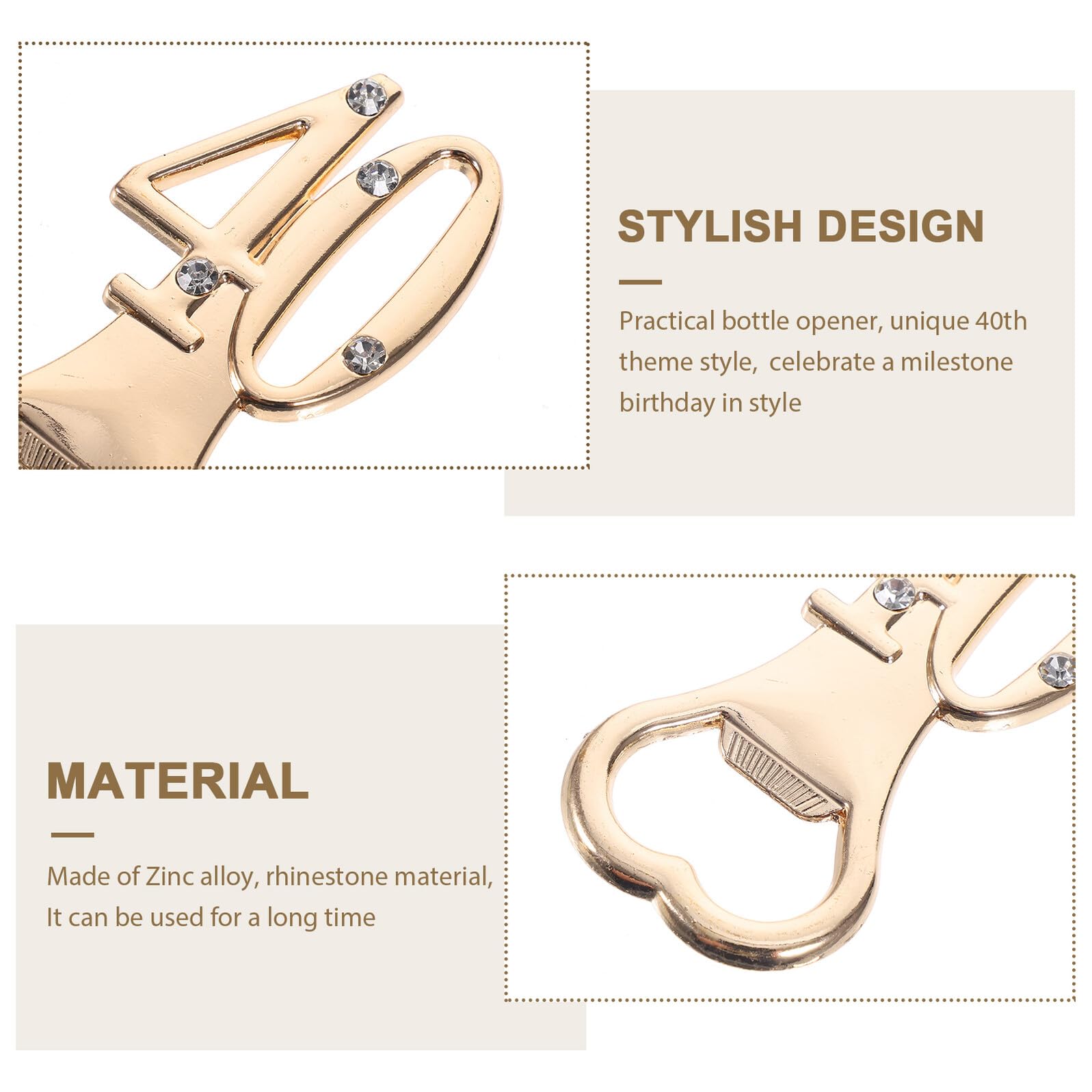 Set 10 Pezzi Apribottiglie Strass per 40° Compleanno e Anniversario Bomboniere Eleganti Multifunzione per Birra e Vino Gadget Raffinati per Feste e Ricorrenze