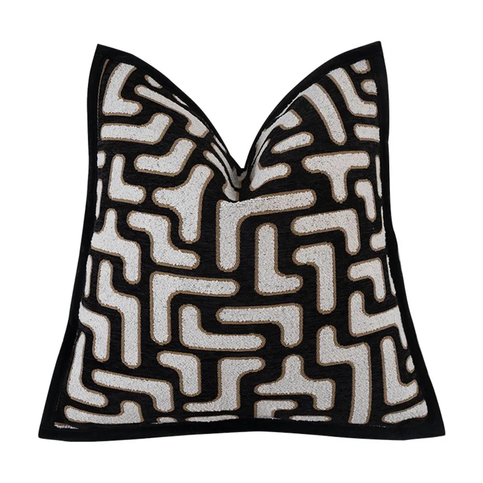 IUVYTA Chenille Pillow Covers Black White Cushion Cover Geometric Jacquard Chenille Pillow Case(C-Cushion Cover,1 Piece 45X45CM)