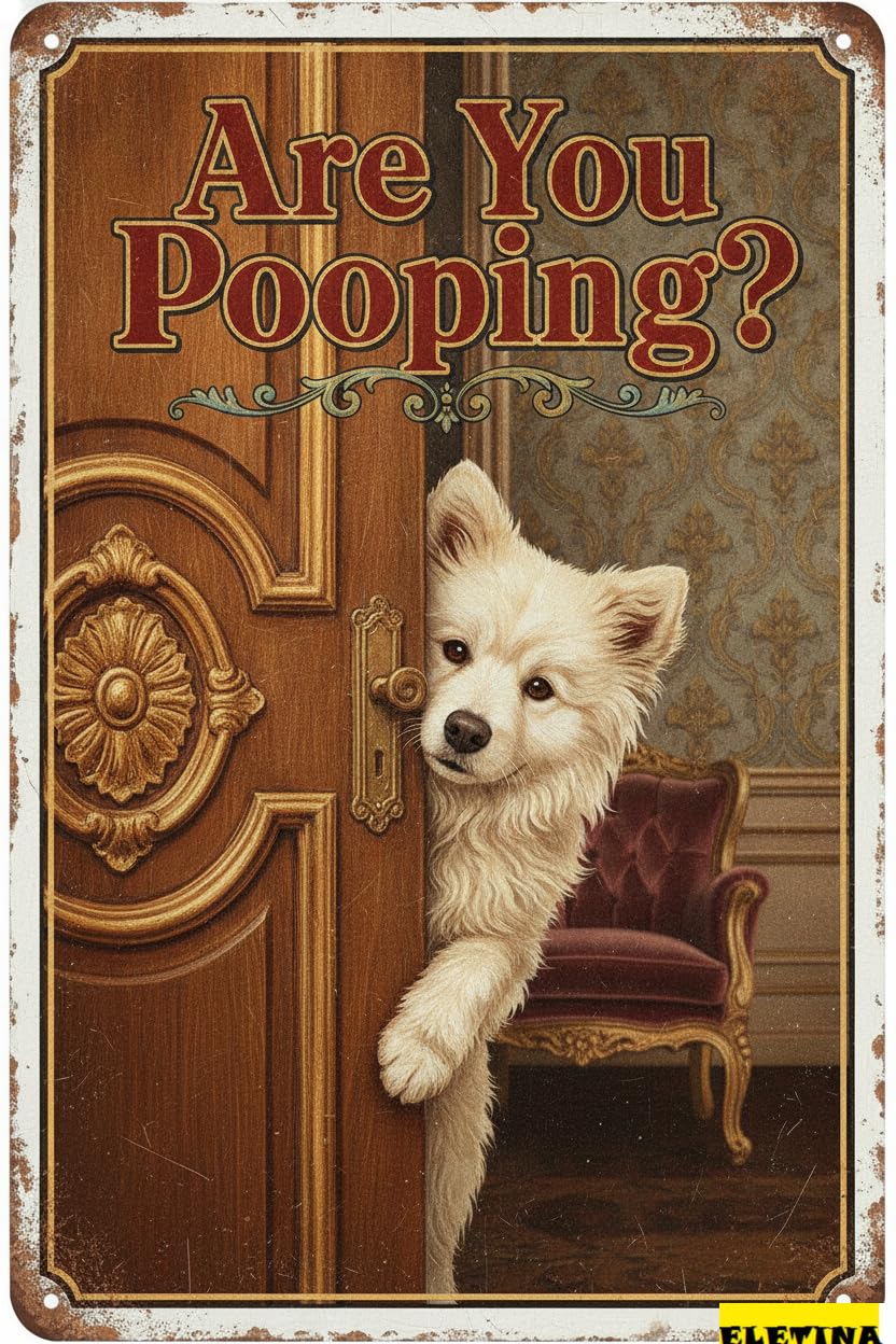Personalized Sign for Man Cave Funny Bathroom Wall Art Goldendoodle Metal S - Vintage Metal Tin Wall Art Decor, Are You Pooping Bathroom S Home, Restroom,12x8 Inch Private Property Decorative