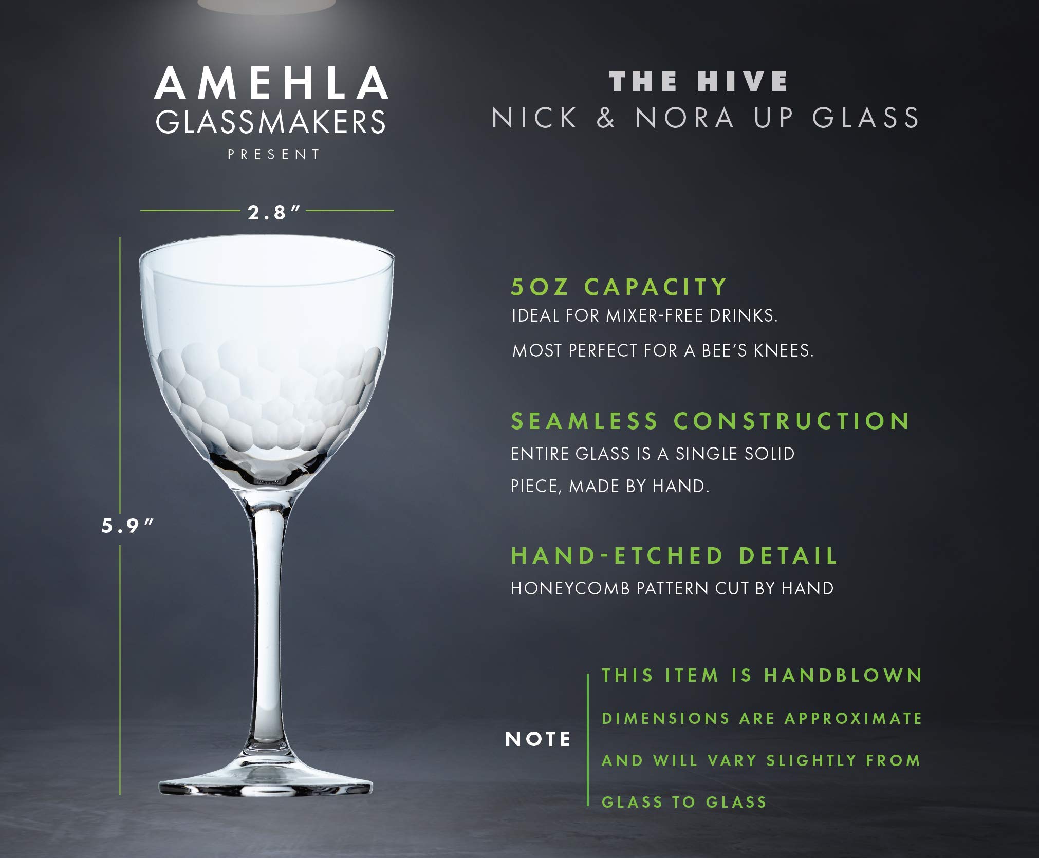 Buy Nick and Nora Coupe Cocktail Glasses Handblown Set of 4, Small