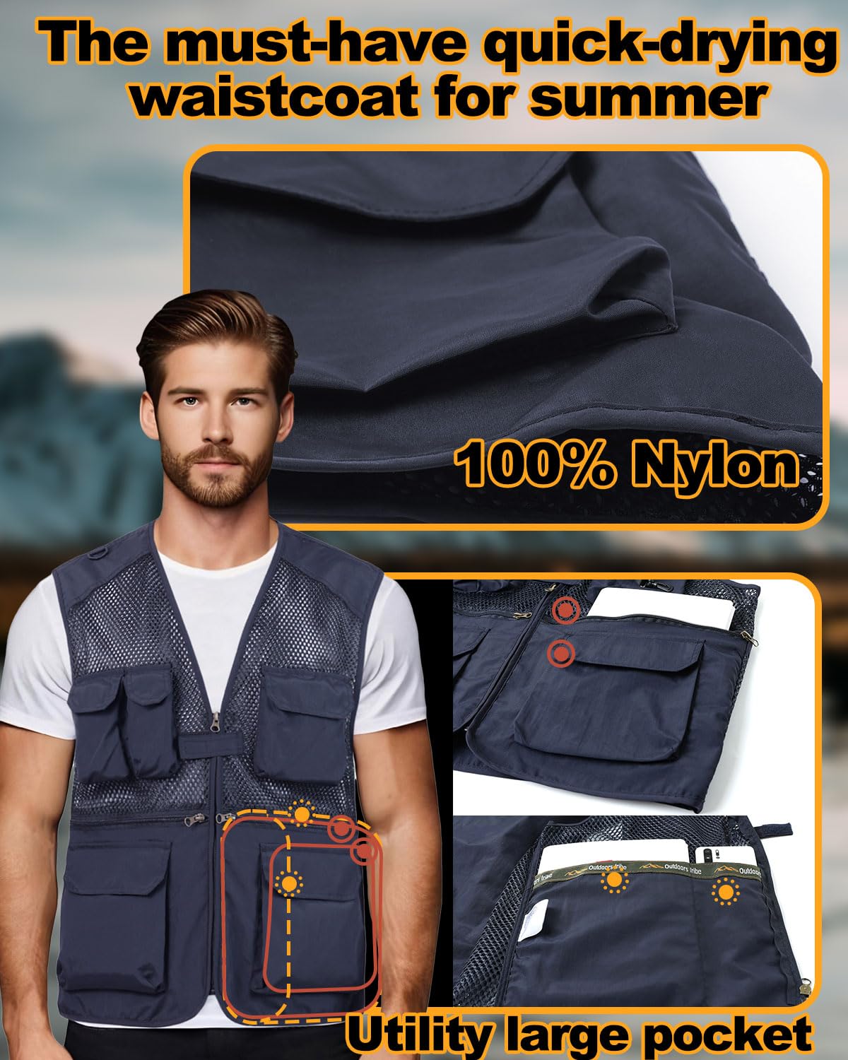 Gilet da Lavoro Uomo Gilet da Pesca Multi-Tasca Estivo Maglia Giubbotto Senza Maniche Leggero Traspirante Giacca per Estate All'aperto Fotografia Campeggio Escursionismo