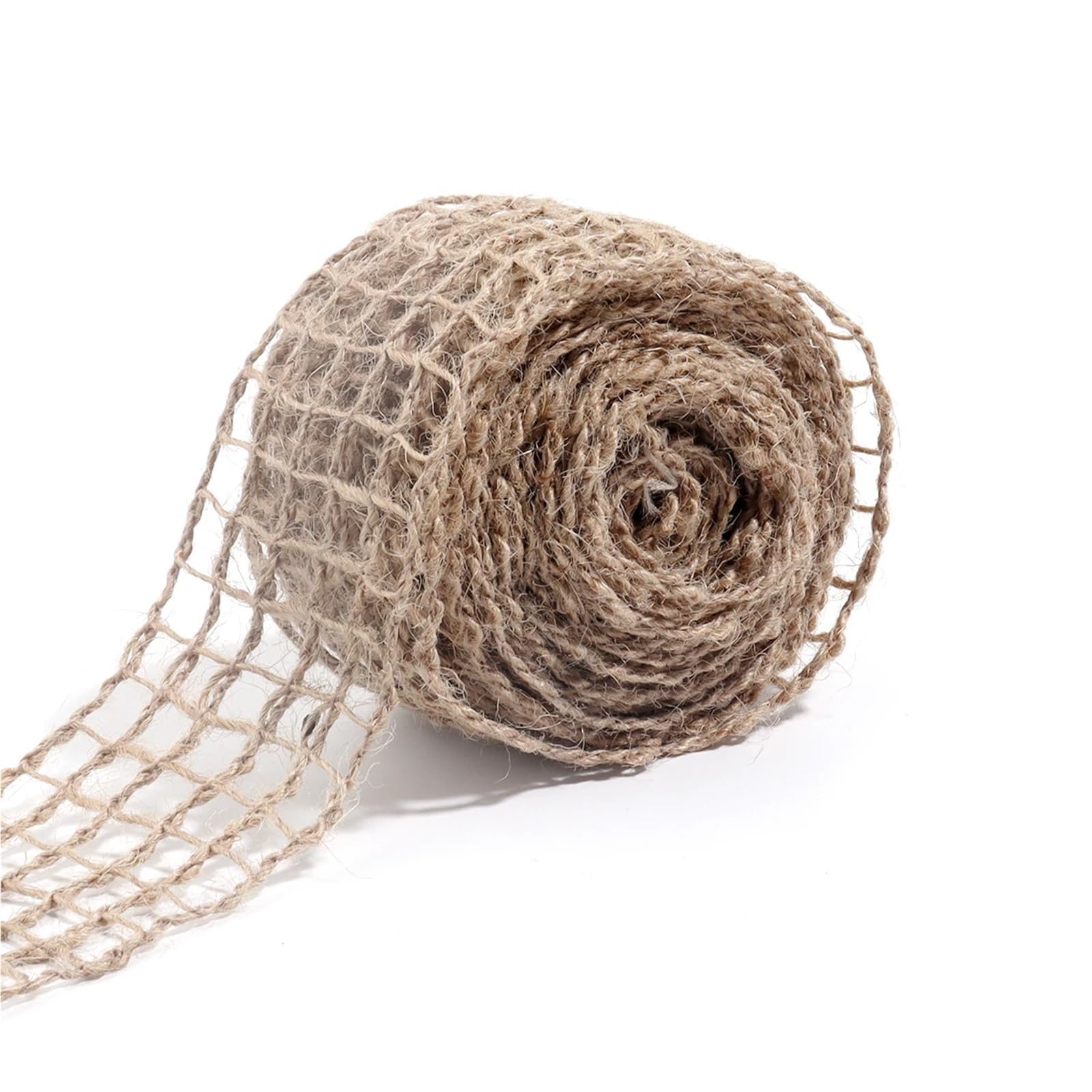 Hessian Roll 5/10M Lace Tape DIY Apparel Sewing Fabric Linen Burlap Ribbon Webbing for Wedding Decoration Box Bouquet Packaging(5cm Fishing net 5M)
