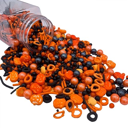 Miniatura 2 de Gránulos de calabaza comestibles de Halloween con perlas naranjas y negras para decoración de pasteles y cupcakes