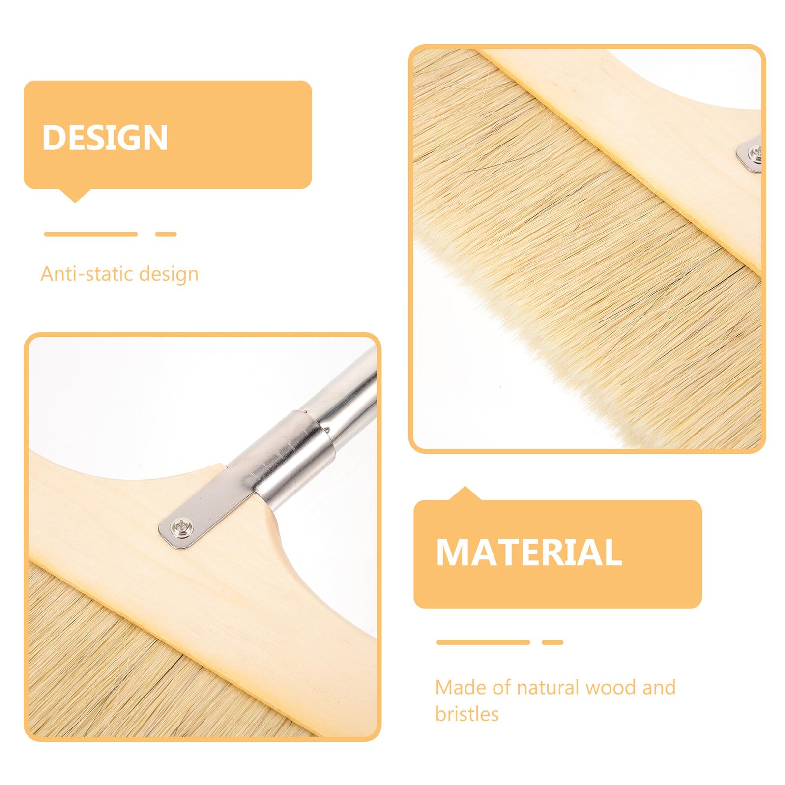Scopa per Pavimenti in Legno con Setole Morbide Antistatiche Manico in Acciaio Inossidabile Spazzola Durevole per Camera Cucina Bagno Pulizia e Comfort Ergonomico