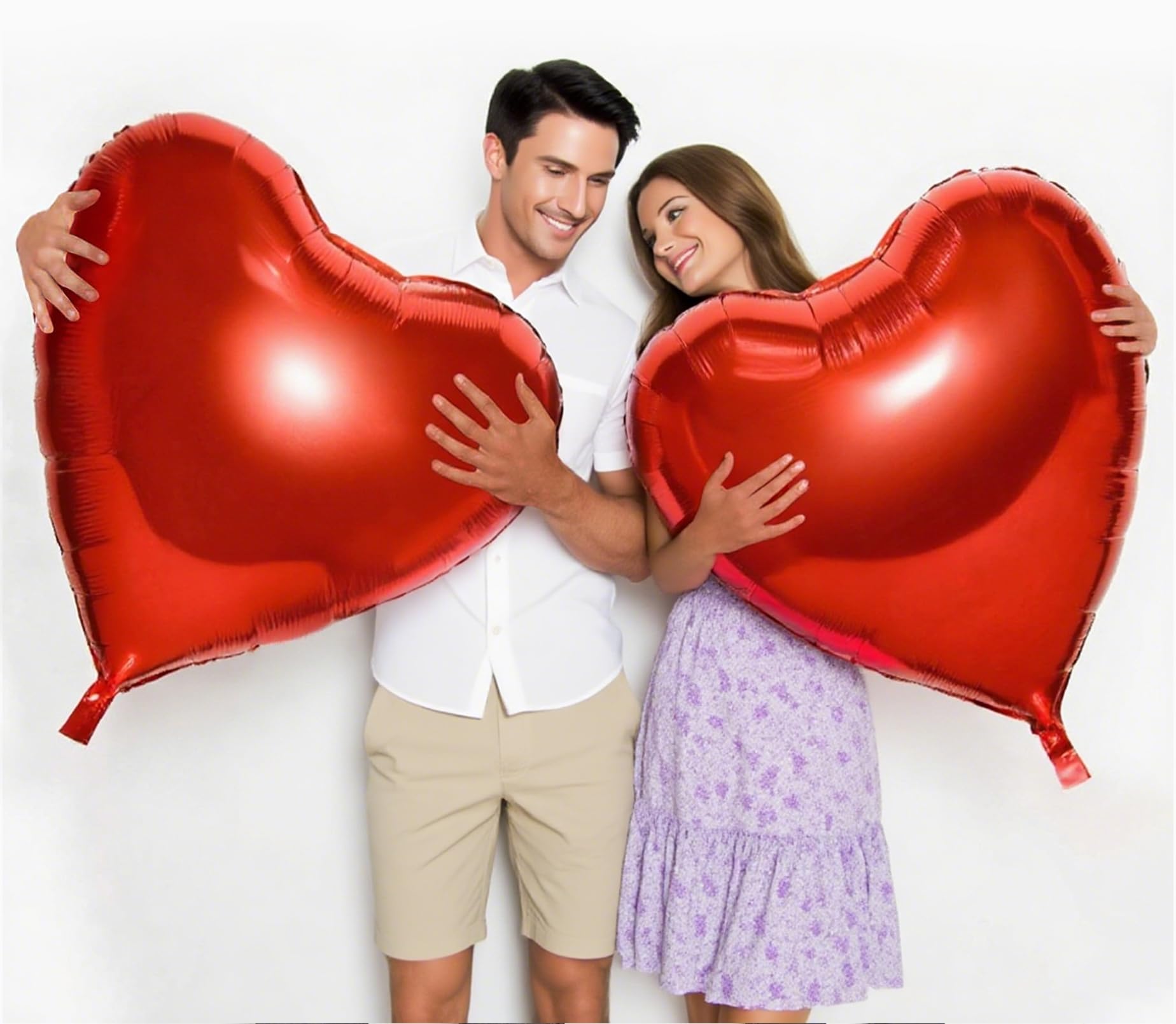 4 PCS Huge Heart Shaped Balloons, 32 Inches Romantic Large Red Foil Balloons for Engagement Wedding Valentines day Anniversary Party Decorations