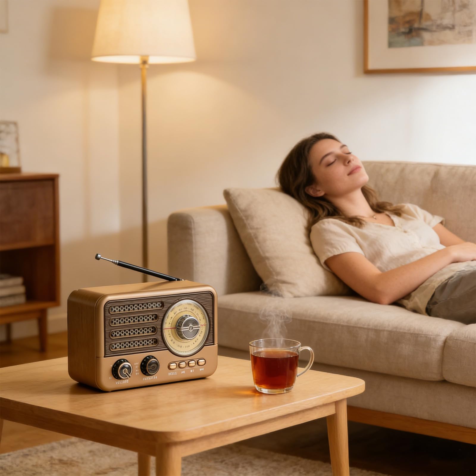 Radio Rétro Portable, Radio AM/FM/SW Nostalgique, Radio de Cuisine Portable avec Haut-Parleur Bluetooth, Compatible USB/TF/AUX, Radio Valise pour la Maison Le Bureau et Les Activités de Plein air