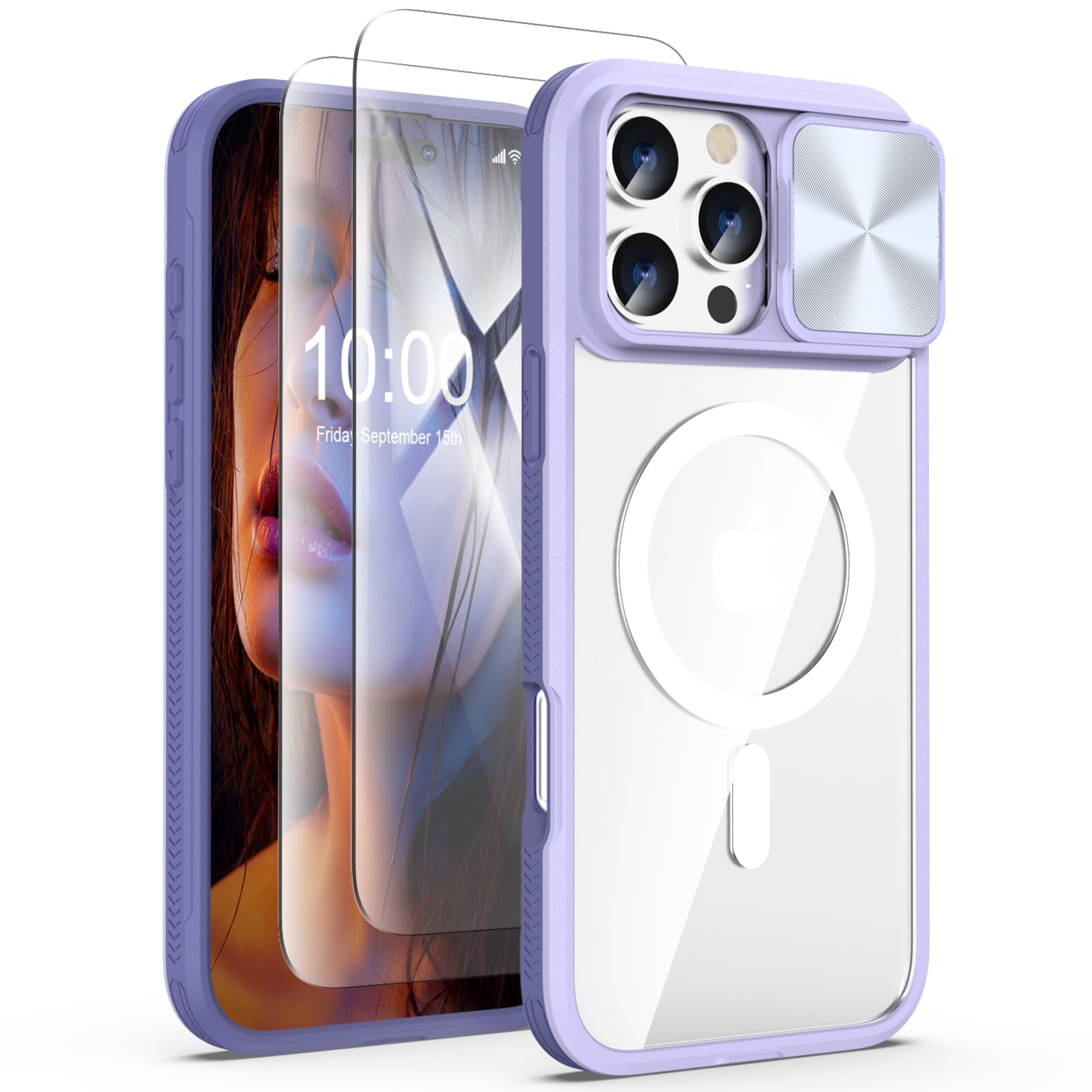 Designed for iPhone 16 Pro Max Case with Slide Camera Cover & 2pcs