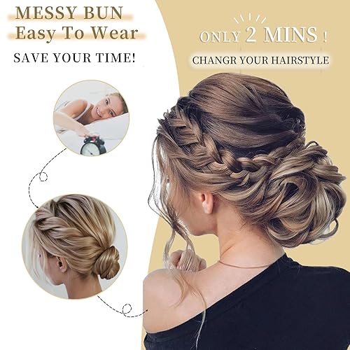 Miniatura 3 de 4 piezas de moño de pelo desordenado, moño desordenado, moño desordenado, piezas de cabello para recoger, peluca, extensiones de cabello para mujeres