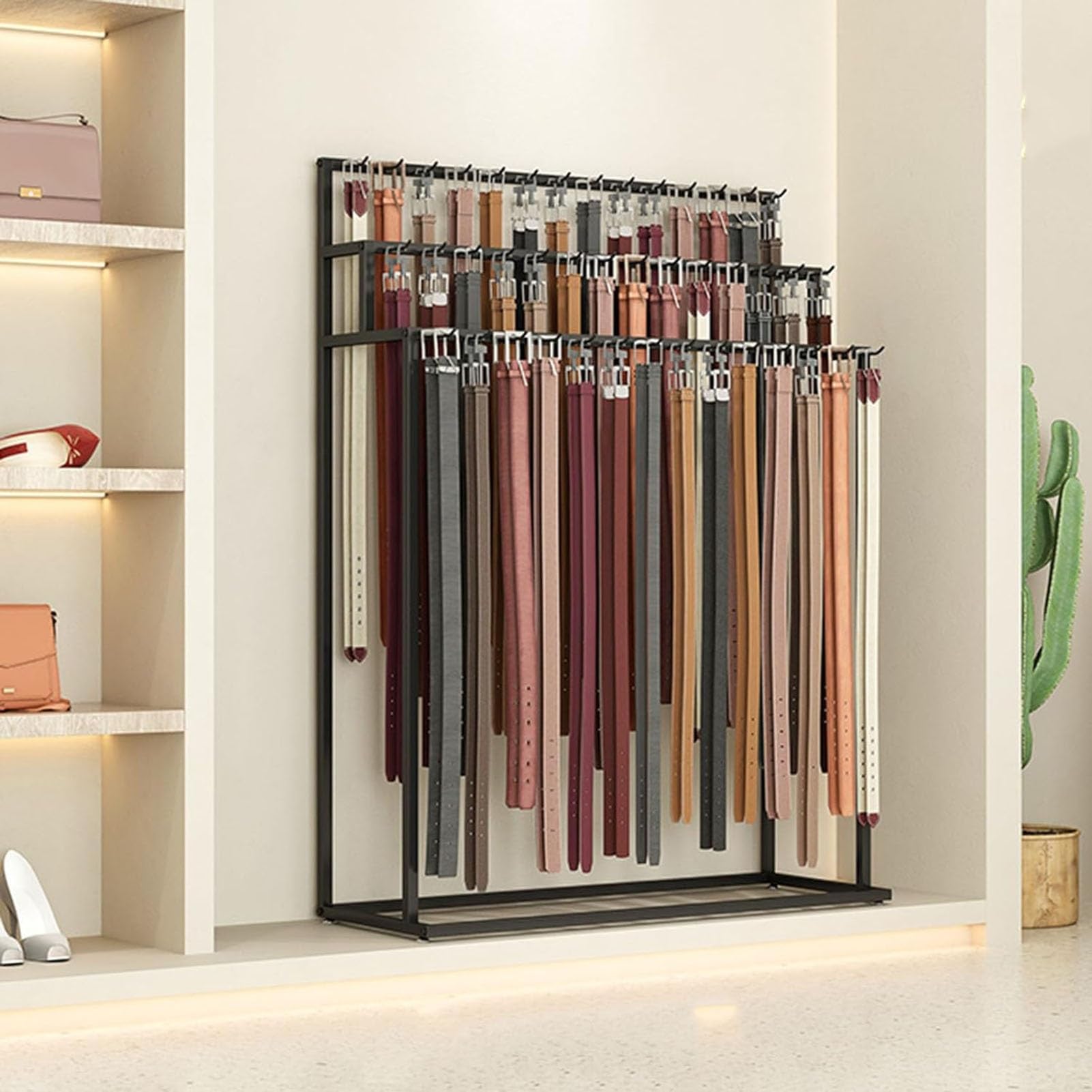 Freistehender Krawattenständer, Metallständer und Geldbörsenregal, platzsparendes Display für Bekleidungsgeschäfte und Schlafzimmer