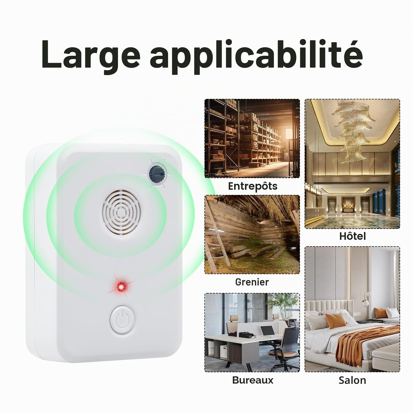 2 pcs Répulsif à ultrasons pour chauves-souris pour grenier, véranda, maison, dispositifs de dissuasion pour intérieur, dispositif de rejet électronique à brancher pour éloigner les
