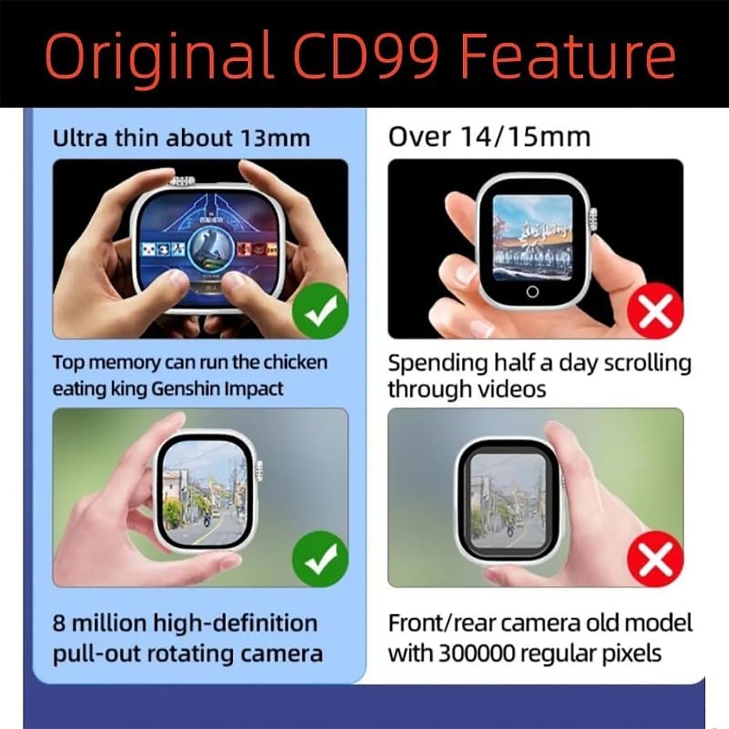 Reloj Inteligente Cd99 S16 4g, Reloj Deportivo, Pantalla Amoled Grande De 2,26" con Cámara Giratoria De 180 Grados Y Batería Interna De 1380 Mah, Resolución De 490 * 580