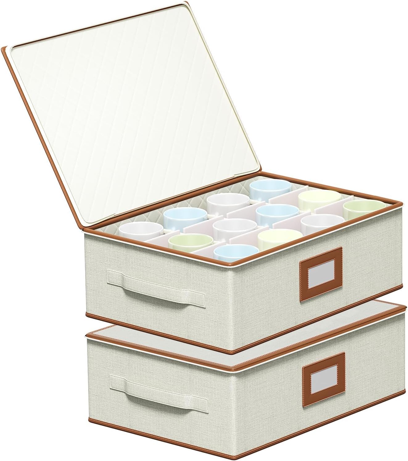 Aokeyee 2-Pack Silverware Storage Box, Sturdy Flatware Organizer with 5 Compartments & Adjustable Dividers, Upgrade Utensil Case with Clear Lid & Handle for Knives, Forks & Spoons, Gray