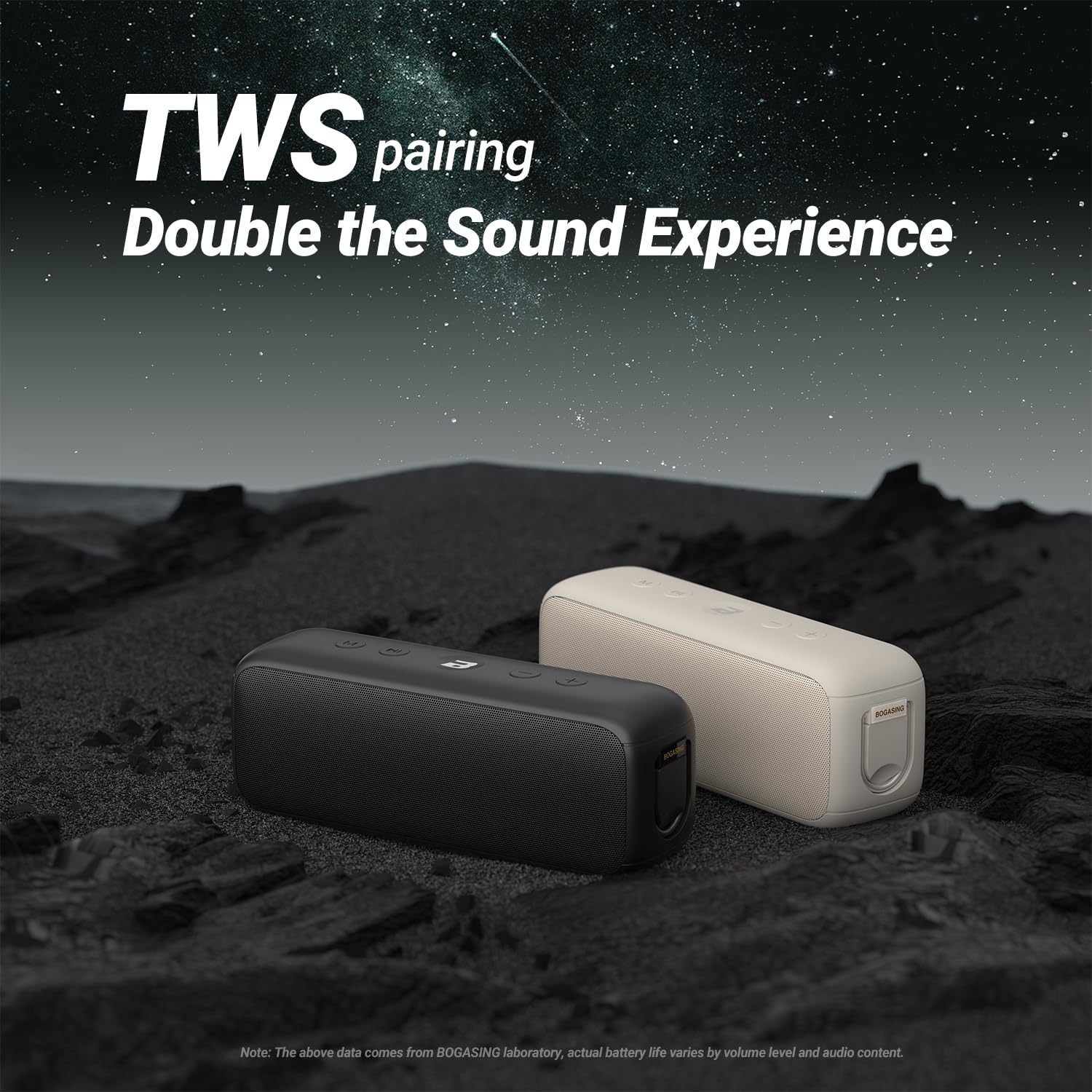 BOGASING G6 Cassa Bluetooth Potente, Speaker Bluetooth Portatile con suono stereo da 30W, 35H di Autonomia, EQ, IPX6 Waterproof, USB, TF, AUX, Altoparlante Wireless con Microfono per Esterni (Nero)