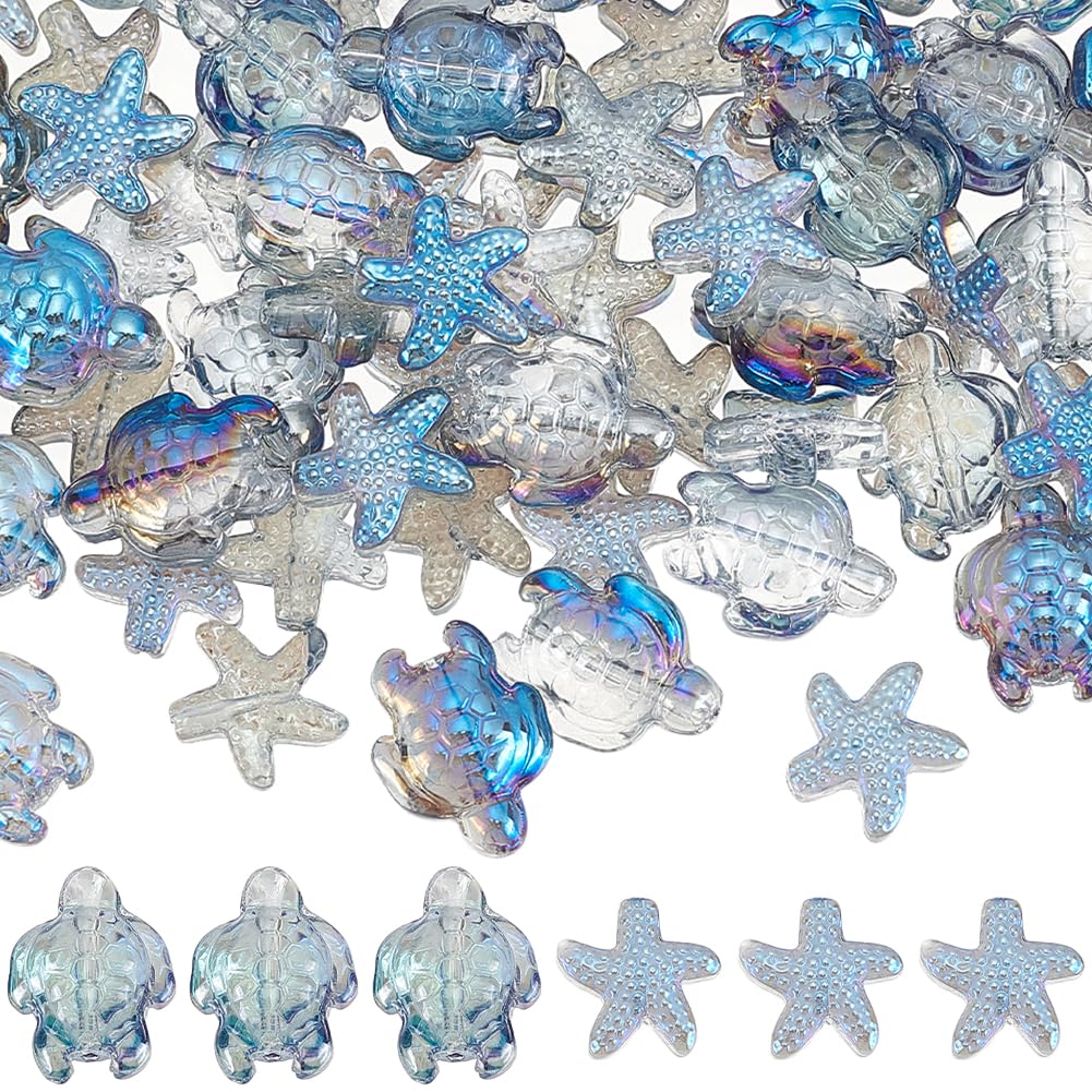 Perles de tortue de mer en verre pour création de bijoux d'été DIY