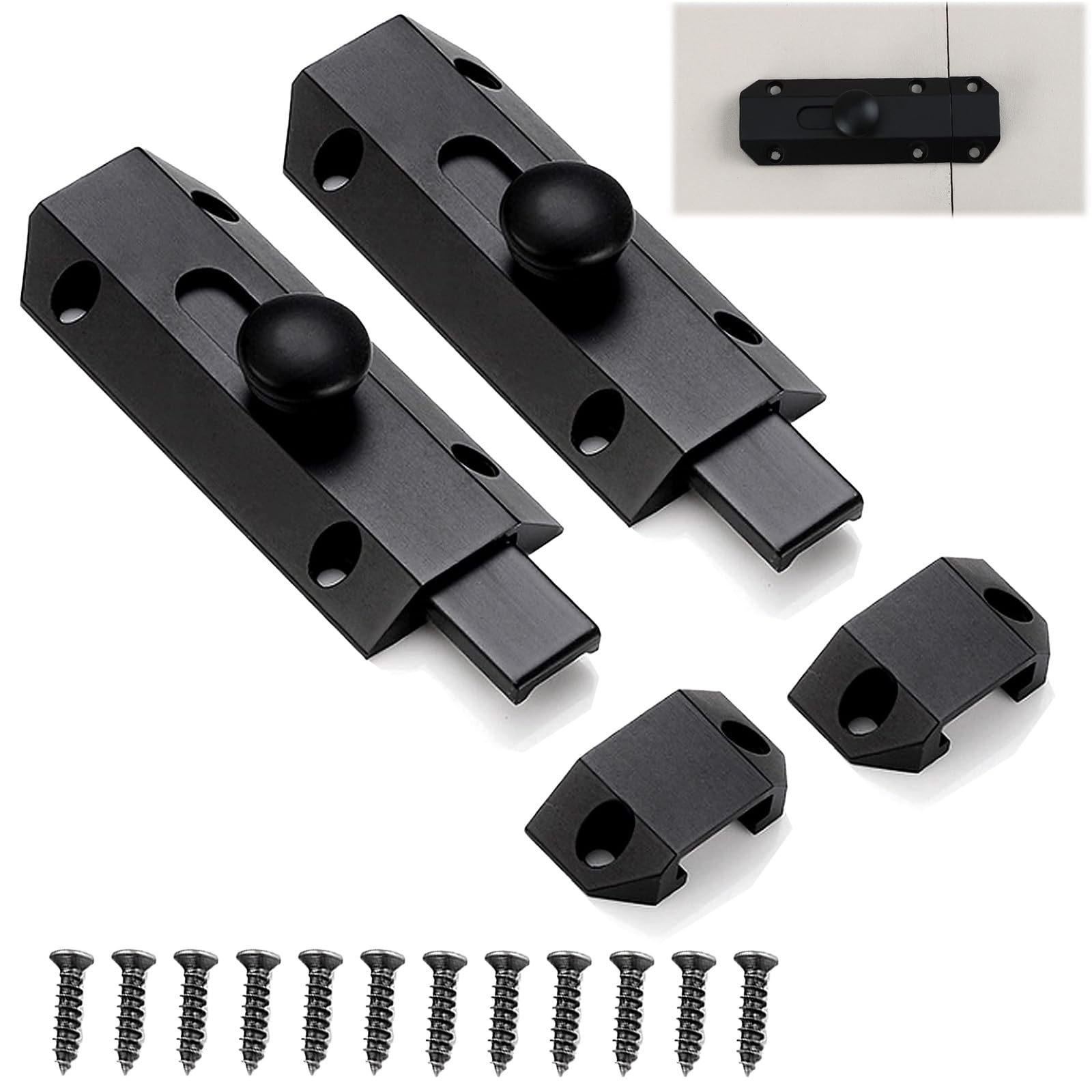 InYoHui 2PCS Black Sliding Bolt Lock