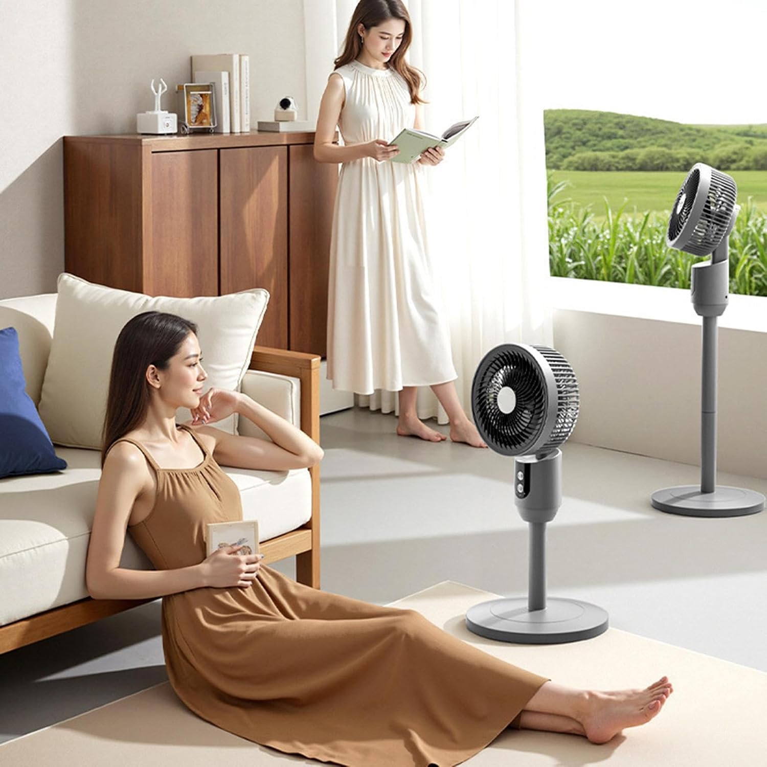 Floor Standing Fan For Bedroom, 30dB Quiet Pedestal Fans, 3 Speeds | 2026 Upgraded Whole Room Air Circulator, Height Adjustable, 90° Oscillation DC Motor Cooling Device For Home