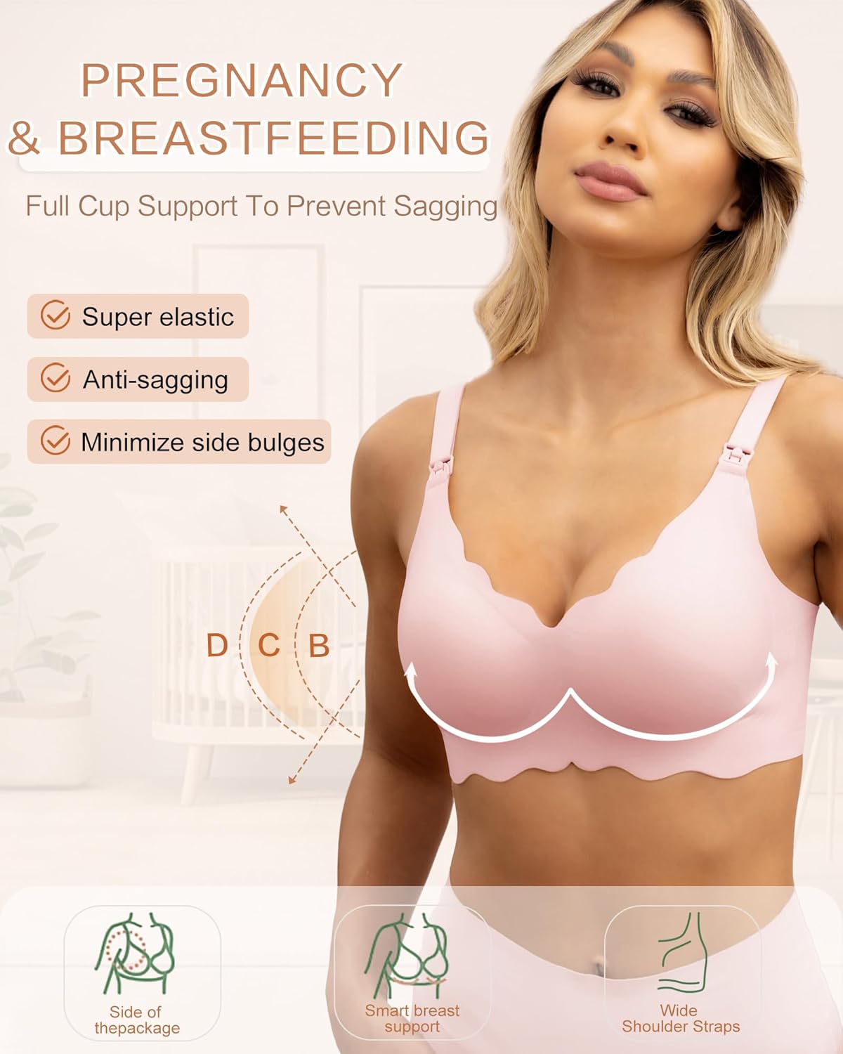 As Fairy Nursing Bras for Breastfeeding Wavy Seamless Comfort Maternity Bralette Wireless Pregnancy Sleep Bra with Support - Image 2
