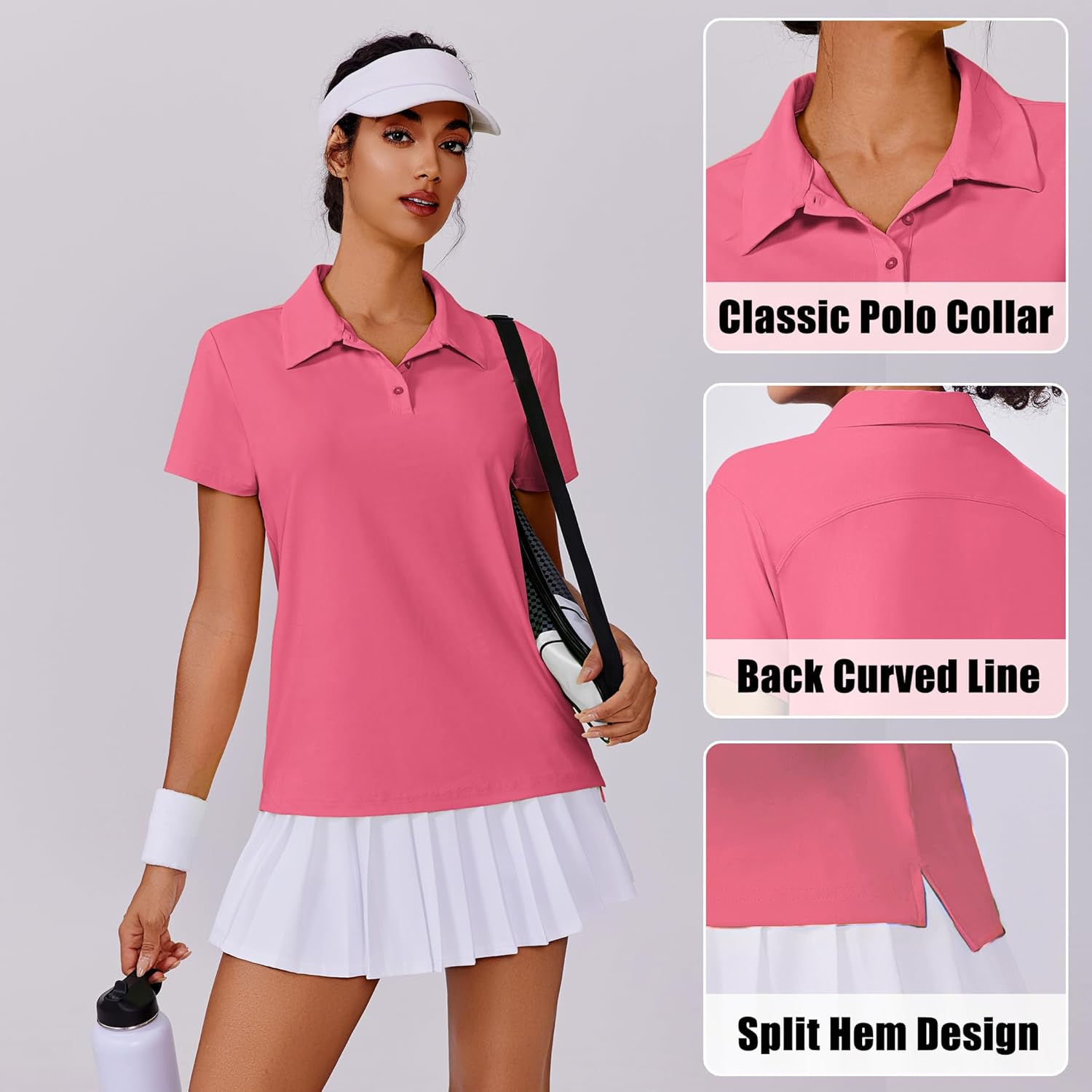 PINSPARK Women's Golf Shirt UPF 50+ Polo Shirts Short Sleeve Tennis Tops Collared with 3 Button Athletic T Shirt - Image 5