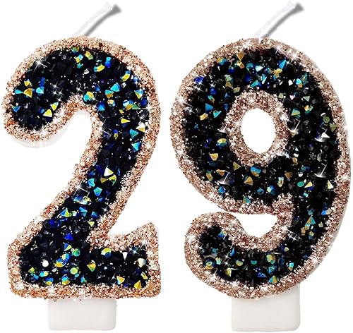 Miniatura 110 de Velas de números con purpurina de oro rosa de 2.8 pulgadas, muchos colores, regalos de cumpleaños de 22 años, velas de cumpleaños, velas de números